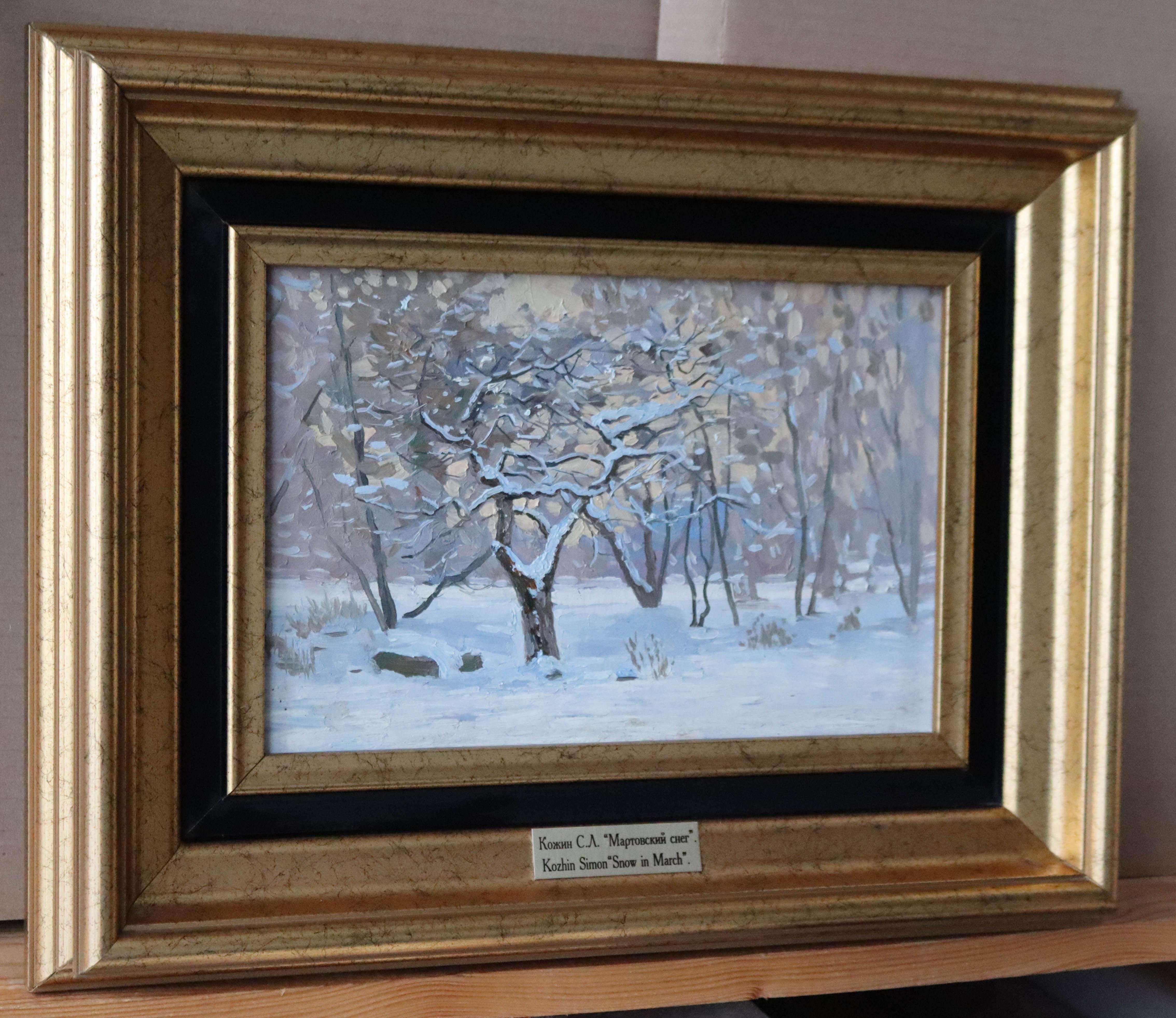 Apple tree in the snow - Impressionist Painting by Simon Kozhin