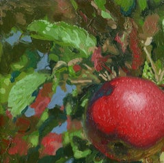 Mele Pittura impressionista in miniatura 2011 Olio su cartone 15 x 15 cm Incorniciato