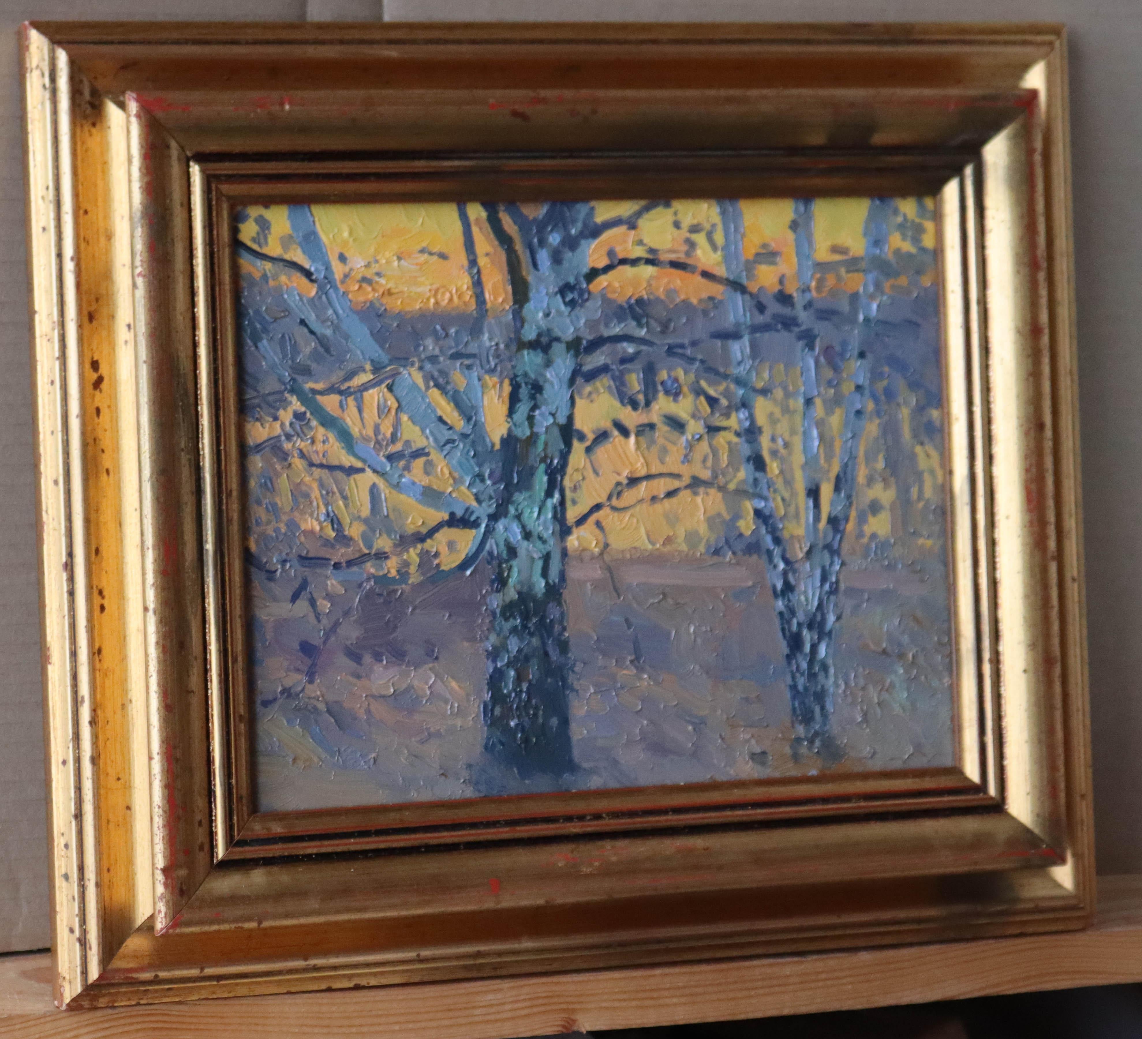 April. Sonnenuntergang aus Birke (Impressionismus), Painting, von Simon Kozhin