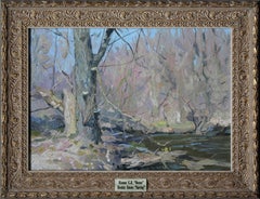 April. The Setun River, Impressionist painting, 2005, Oil on board, Framed, New