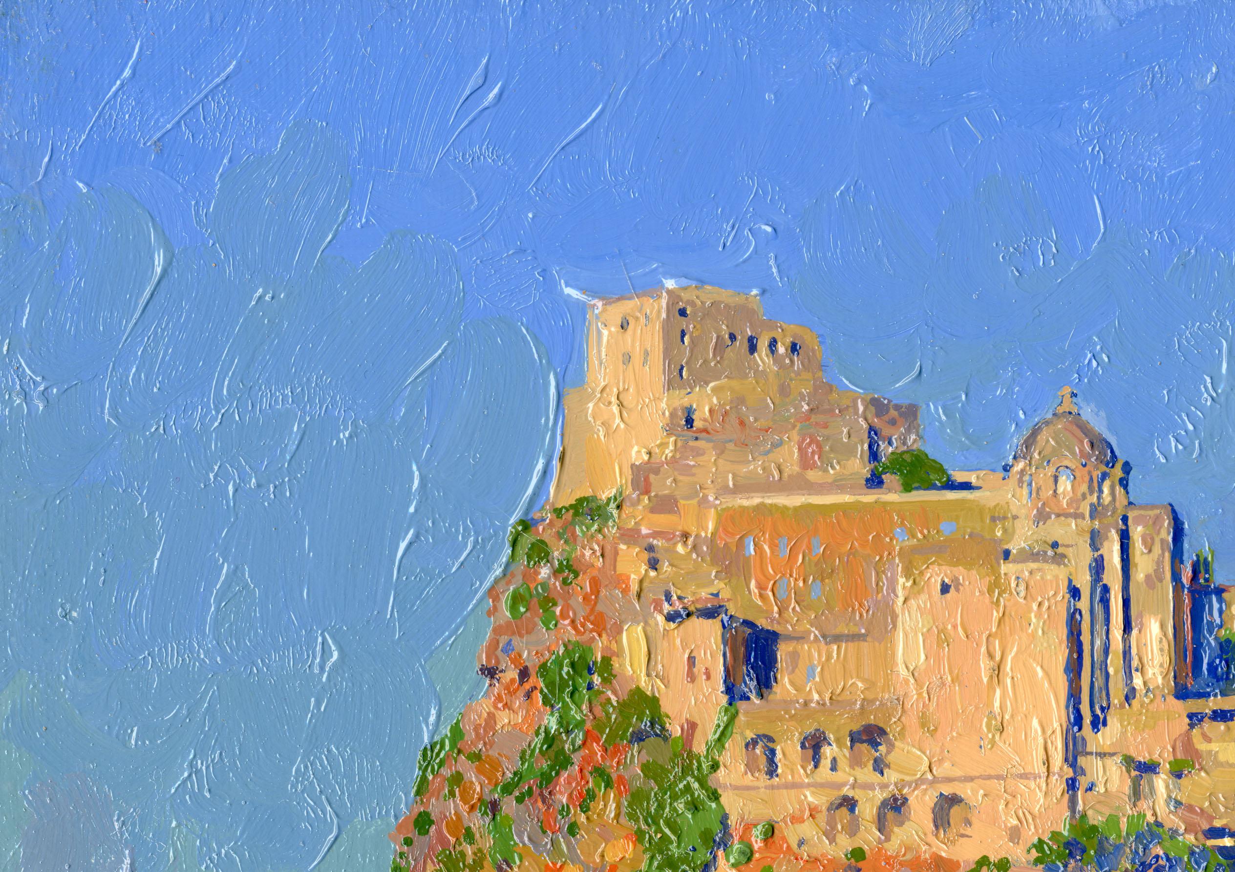 Aragonese Castle at sunset - Painting by Simon Kozhin