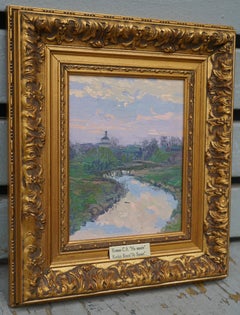 At sunset Impressionist painting 2005 Oil on board 25 x 20 cm Framed New