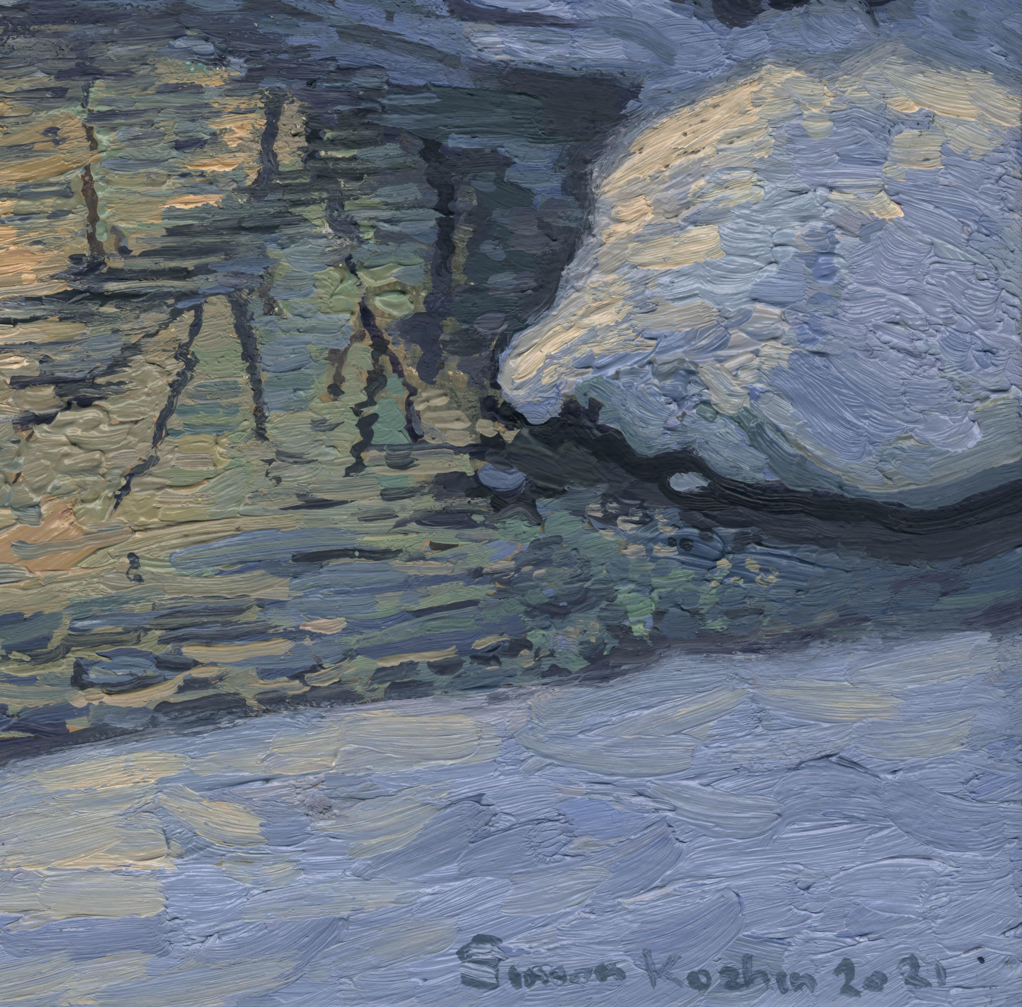 Ich weiß, dass Wasser lebendig ist. Dieser Fluss mündet in den Zarizyno-Teich, und seine Quellen liegen unter der Erde. Verschneite Küsten und schmelzender Schnee im März machen ihn ungewöhnlich melodiös. Wasserströme tragen Eis und Schnee mit sich,