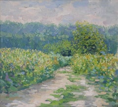 At the path. Noon. Pleinair Oil Landscape painting by Simon Kozhin