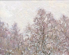 Au bord de la rivière Ponomarka en janvier, Impressionniste, Peinture, Huile sur toile