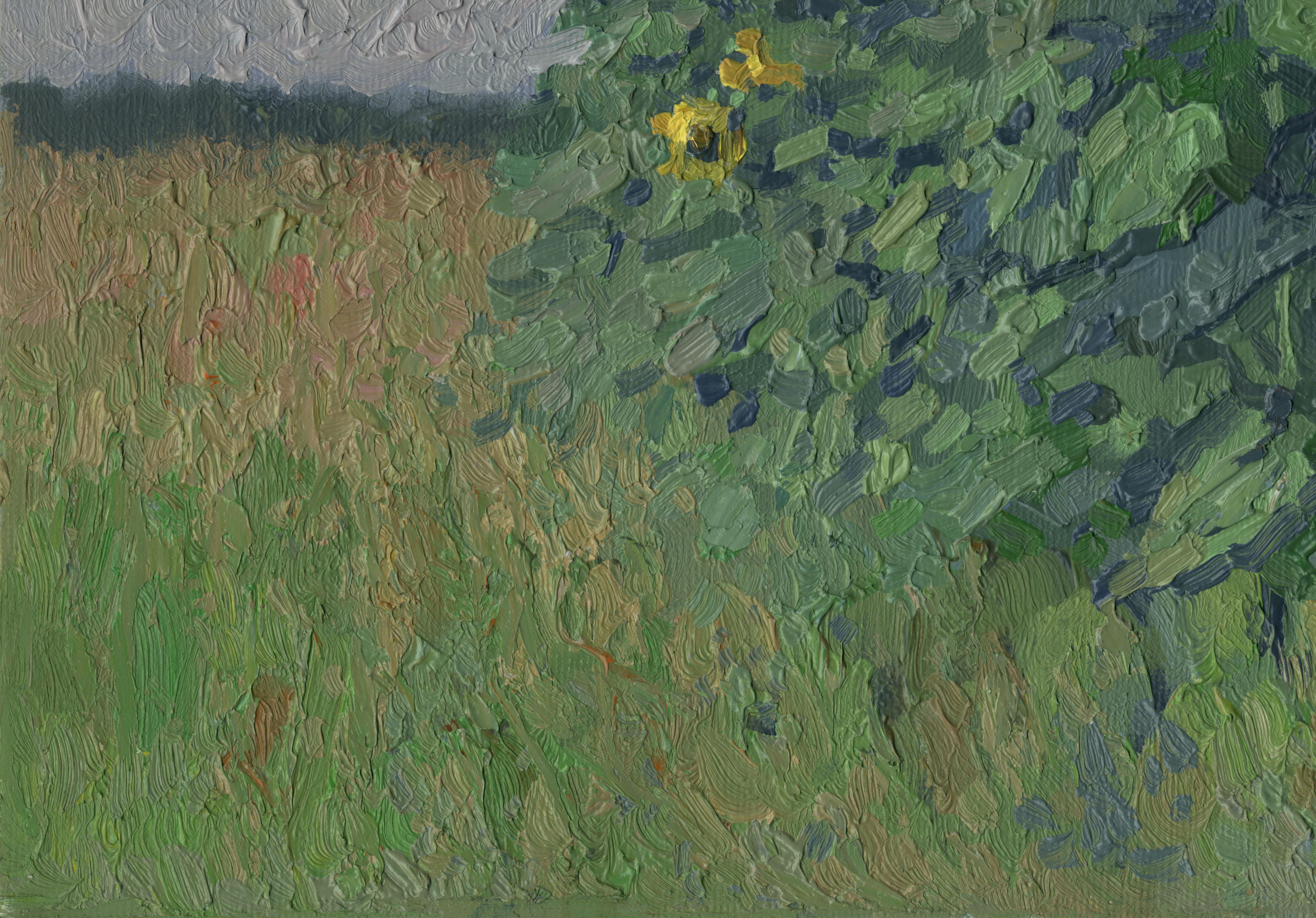Agosto. Regalos de verano. Girasoles - Landscape Painting Gris de Simon Kozhin