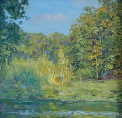 Otoño en el Parque de Tsaritsino, Óleo sobre cartón Paisaje, 25,2x24,8 cm