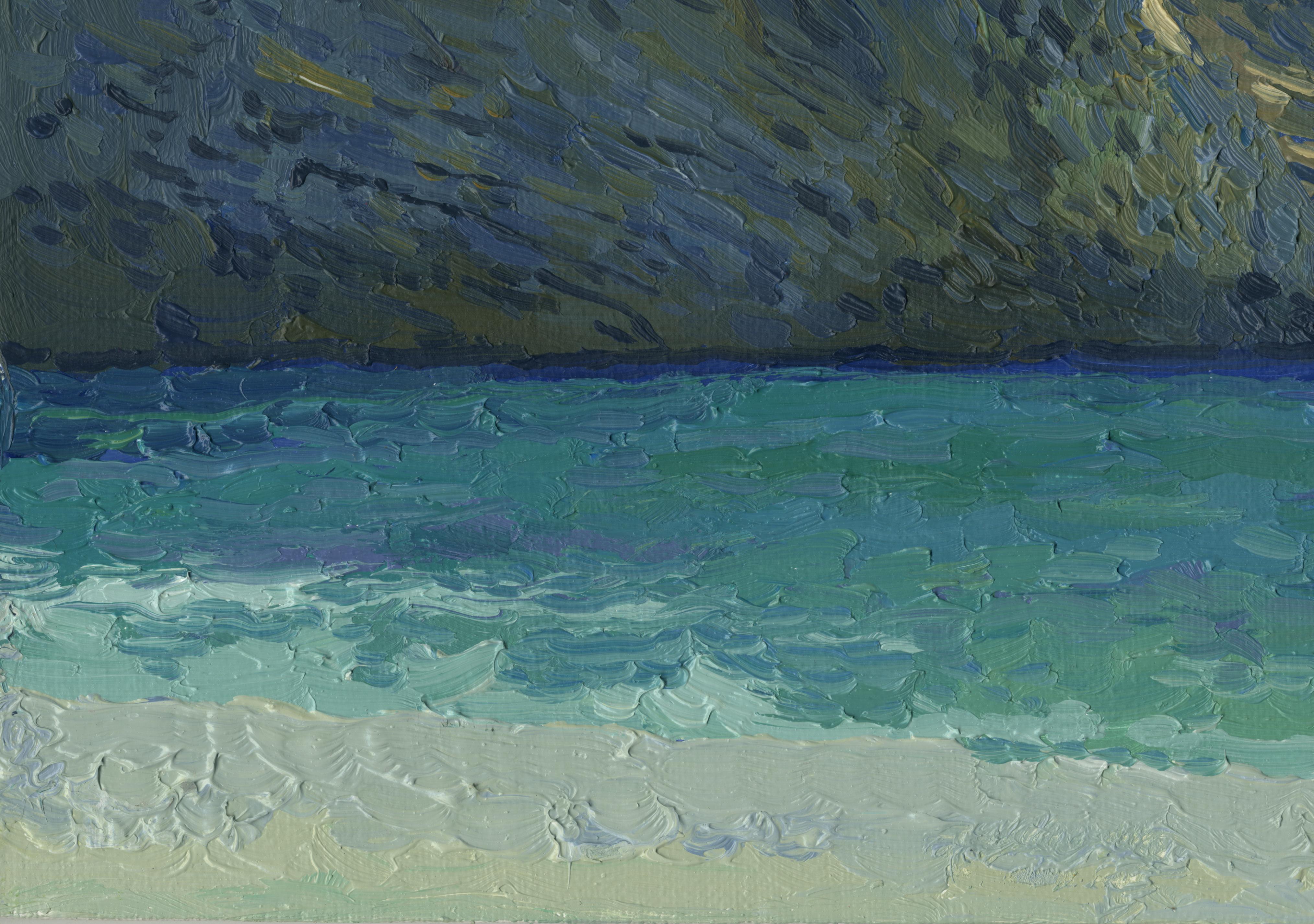 Azure sea. Oludeniz - Gray Landscape Painting by Simon Kozhin