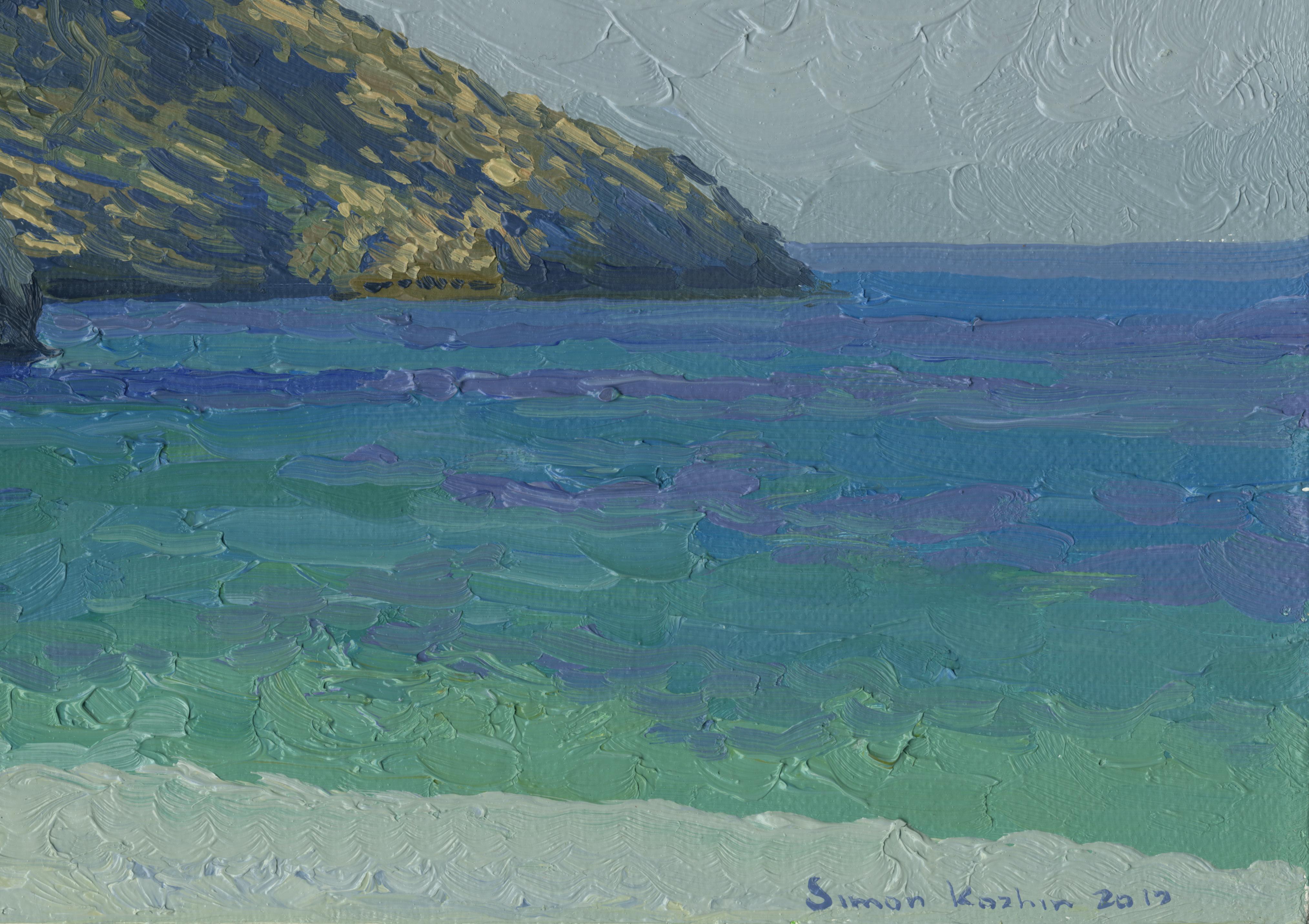 In my artwork, I've used oil to skillfully blend impressionism with realism, capturing the serene beauty of the seascape. The sun-kissed cliffs and tranquil azure waters reflect a peaceful retreat from the world's hustle. I wanted to evoke that