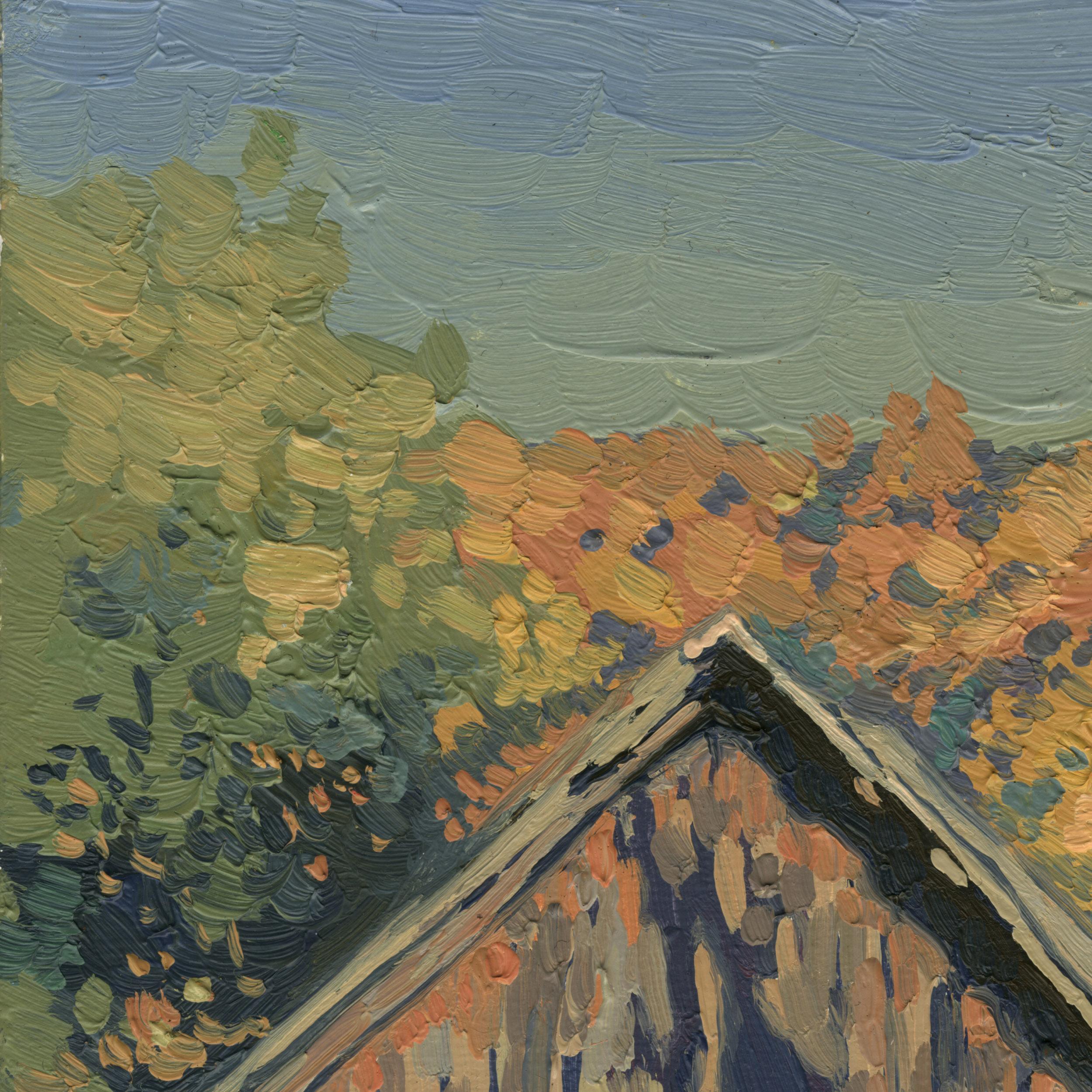 Bathhouse in October - Painting by Simon Kozhin