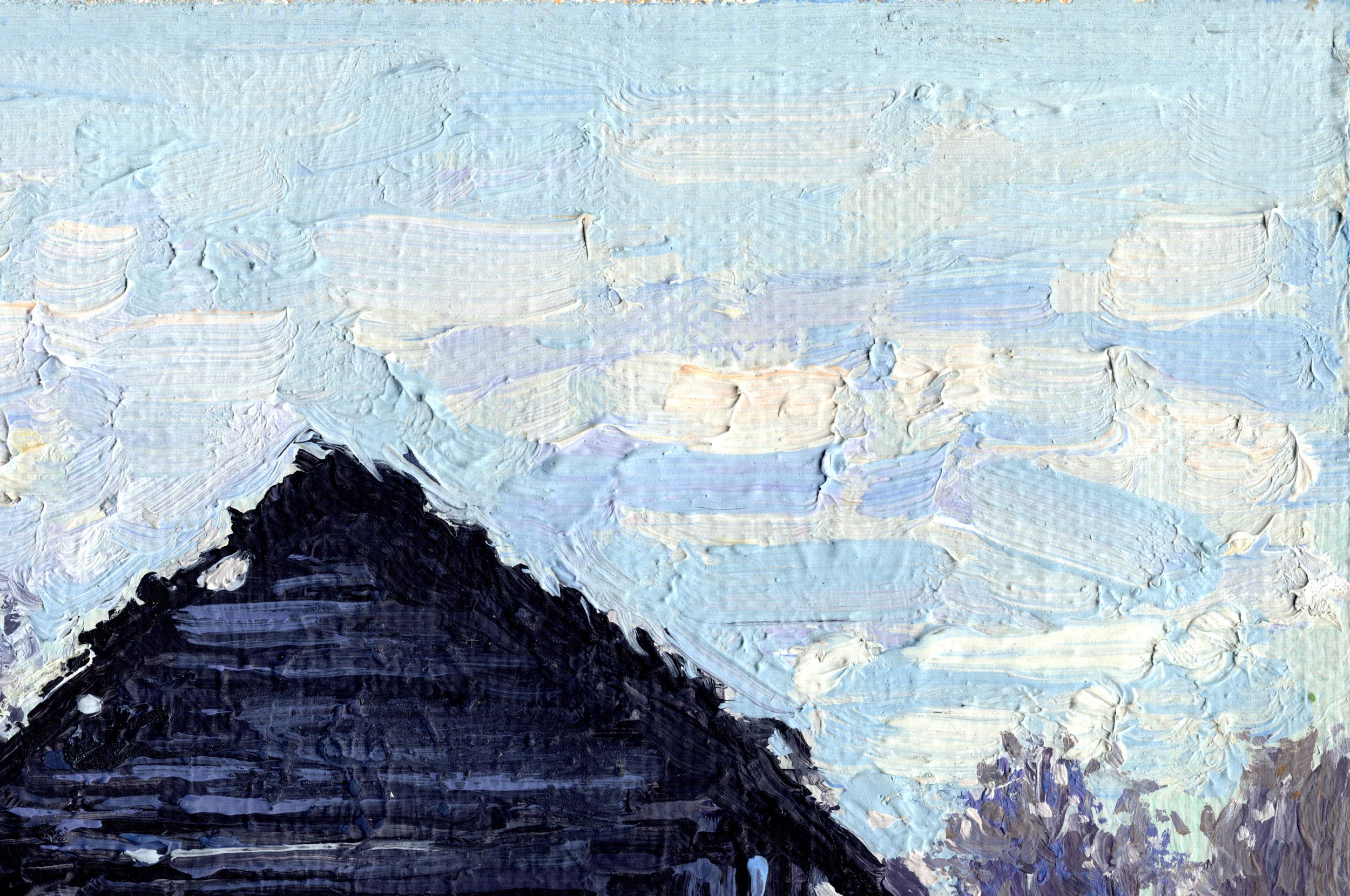 Baths in February in the village of Semyonovskoye - Impressionist Painting by Simon Kozhin