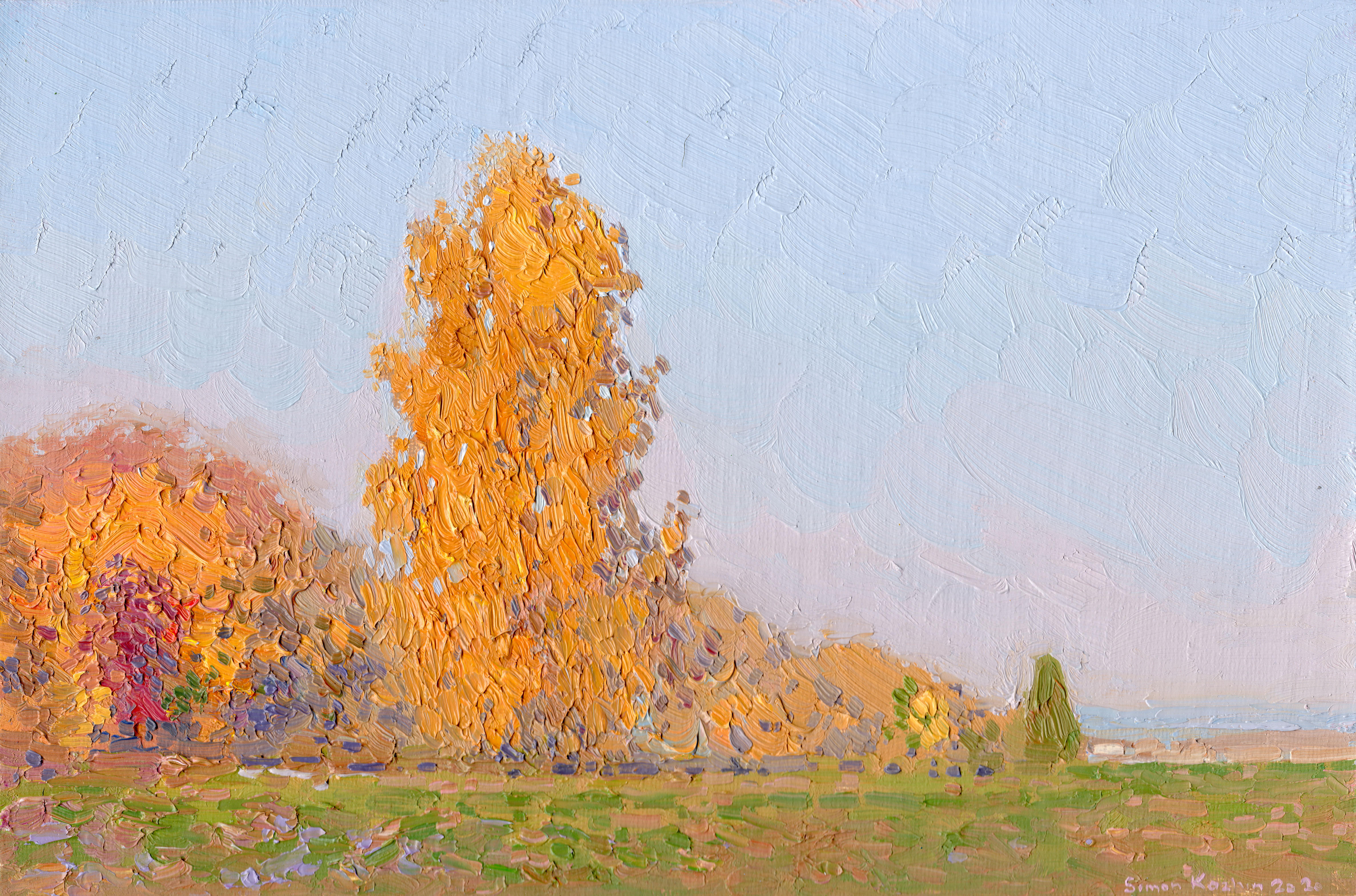 Landscape Painting de Simon Kozhin - Abedules dorados