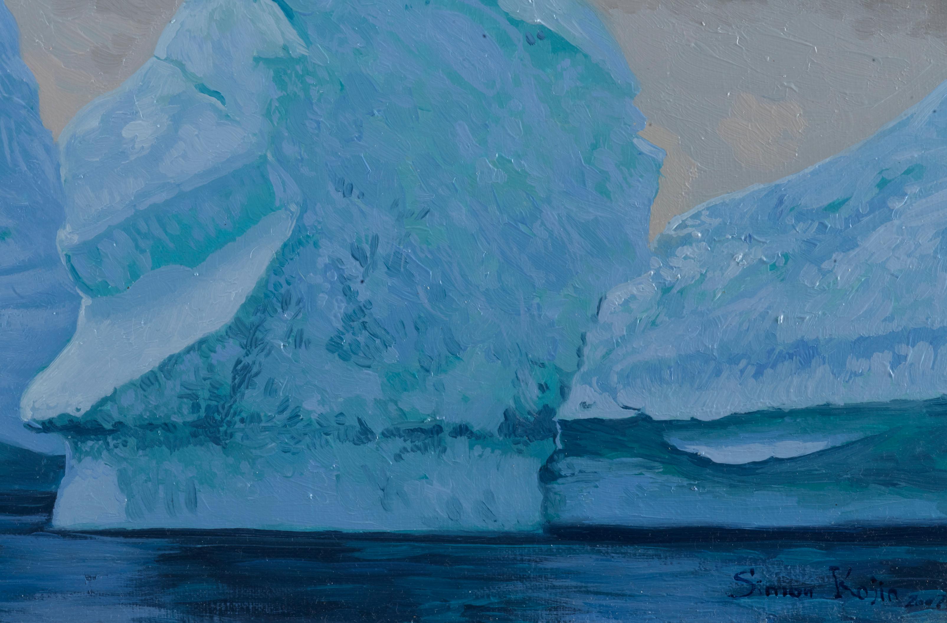 Enormes hielos derretidos flotan en el océano Atlántico, fundiéndose y disolviéndose gradualmente en él.
Procedencia:
2007 - 2016 Colección privada.
Exposición:
2019 Exposición en la conferencia internacional Skolkovo LegalTech. Edición Negra.
