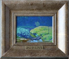 Bateaux. Rivière Chusovaya. Kyn Ural. Peinture à l'huile originale de Simon Kozhin