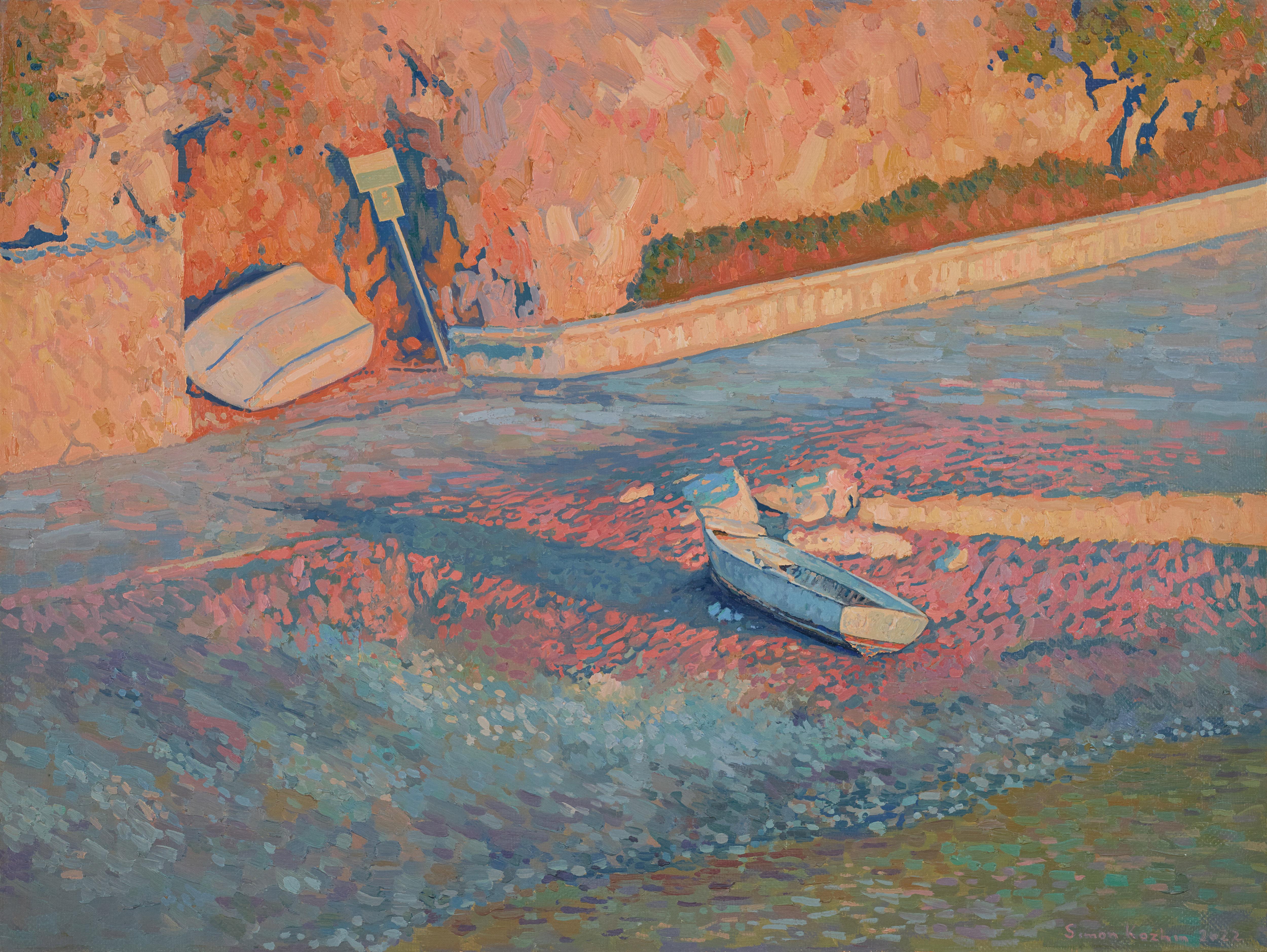 Boote Morning Turuncing Gemälde, Küstenszene, Öl auf Leinwand, 60x80 cm