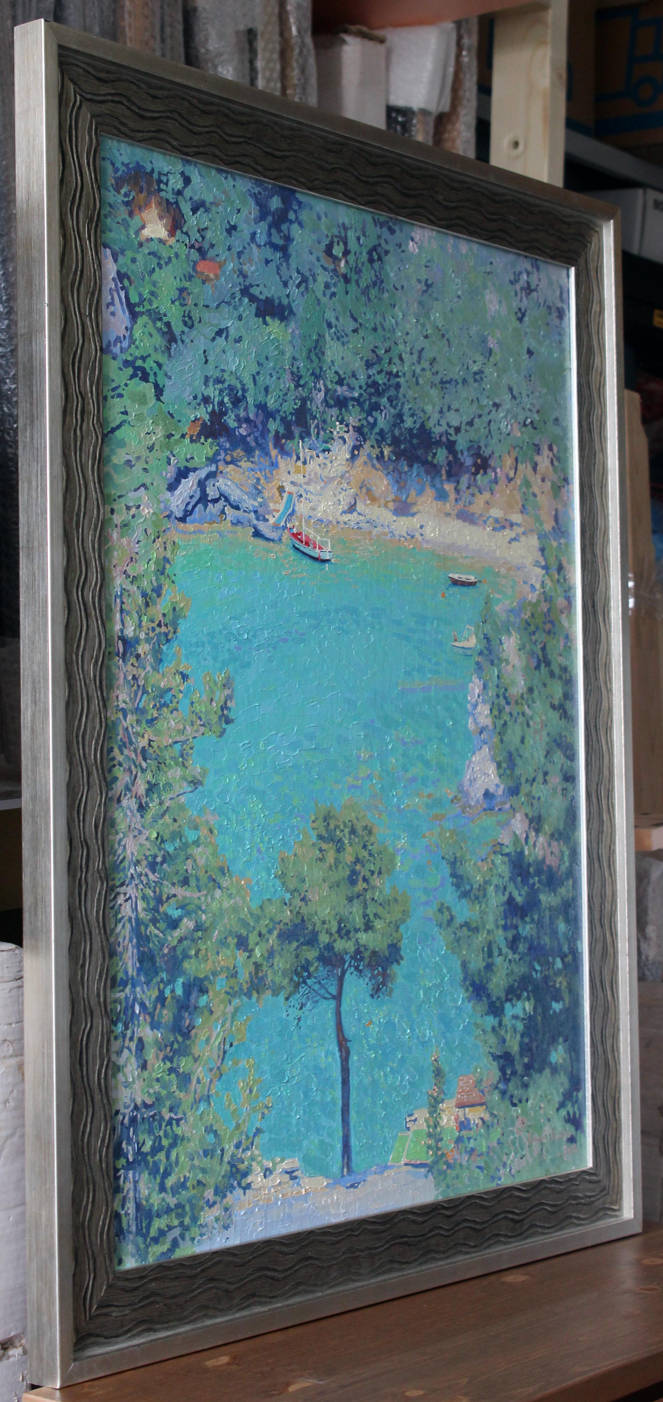 Boats Paleokastritsa, Seascape Impressionist oil painting, Original art For Sale 10