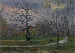 Botanical Garden Landscape Painting, Oil on Canvas, 25x35 cm