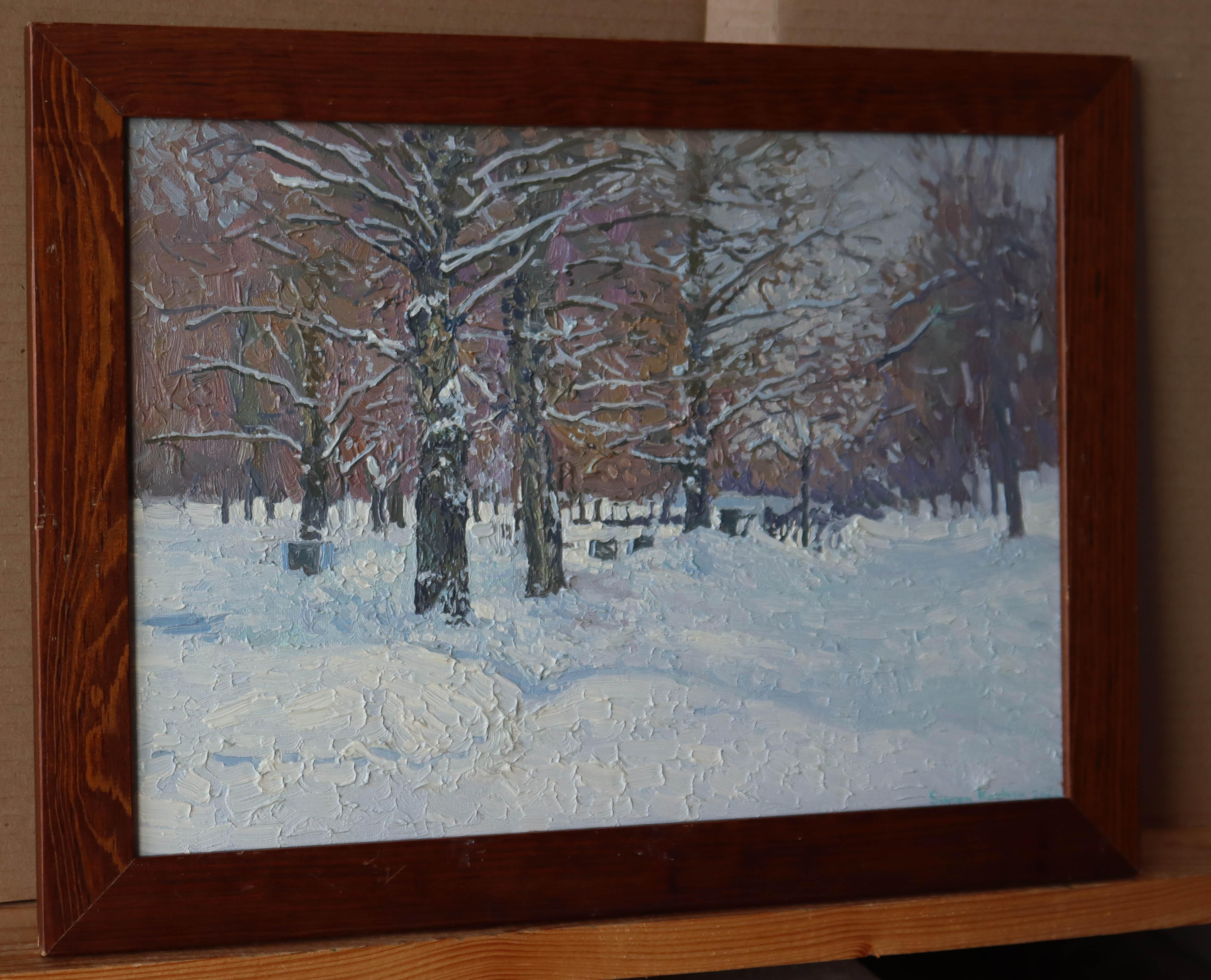 Boulevard in winter. Old Maryino - Impressionist Painting by Simon Kozhin