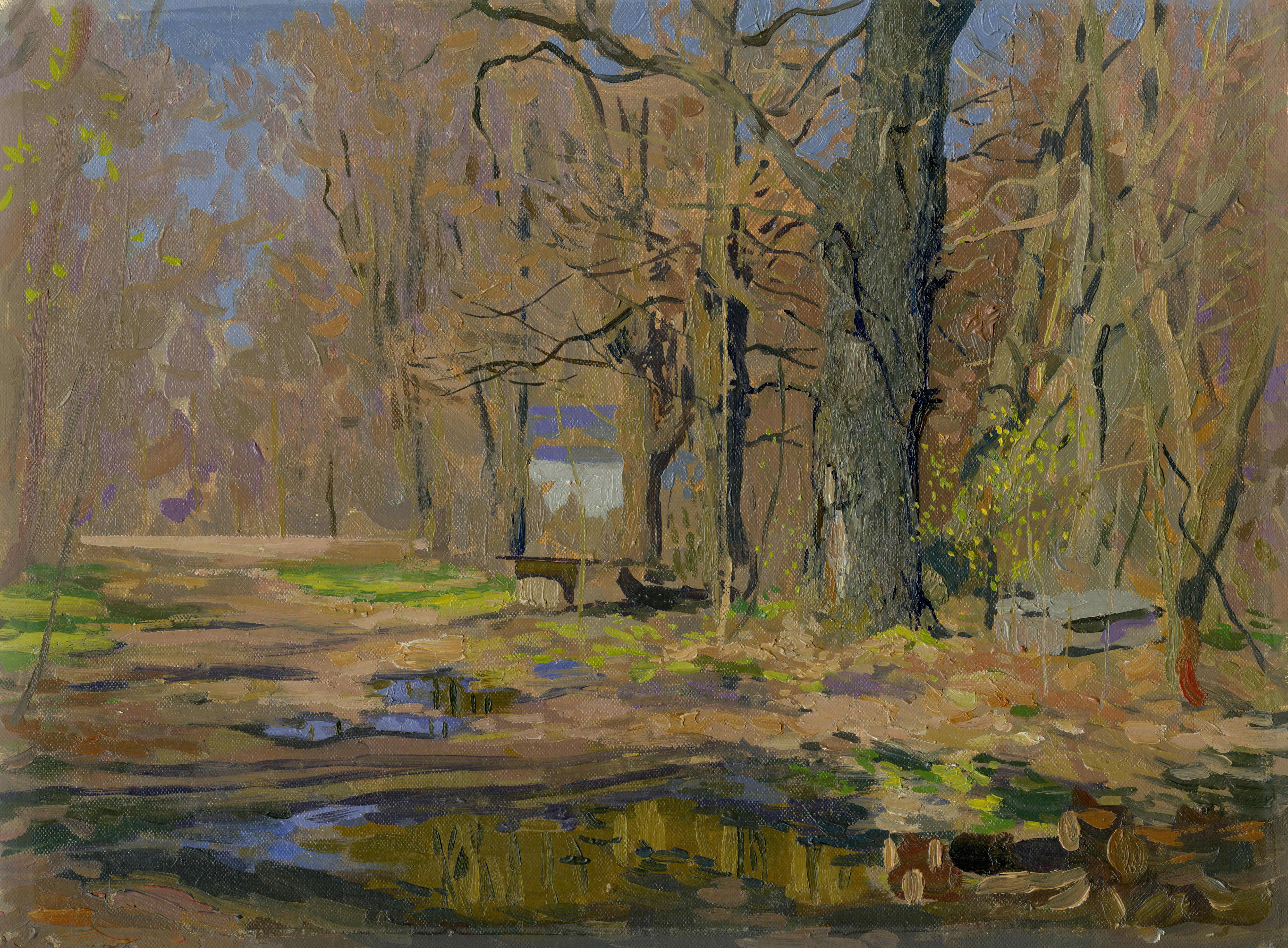 Landscape Painting Simon Kozhin - Domaine de Bratsevo. Premier vert