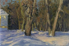 Bratsevo Estate Winter Scene Painting, Oil on Canvas, 2003, Signed