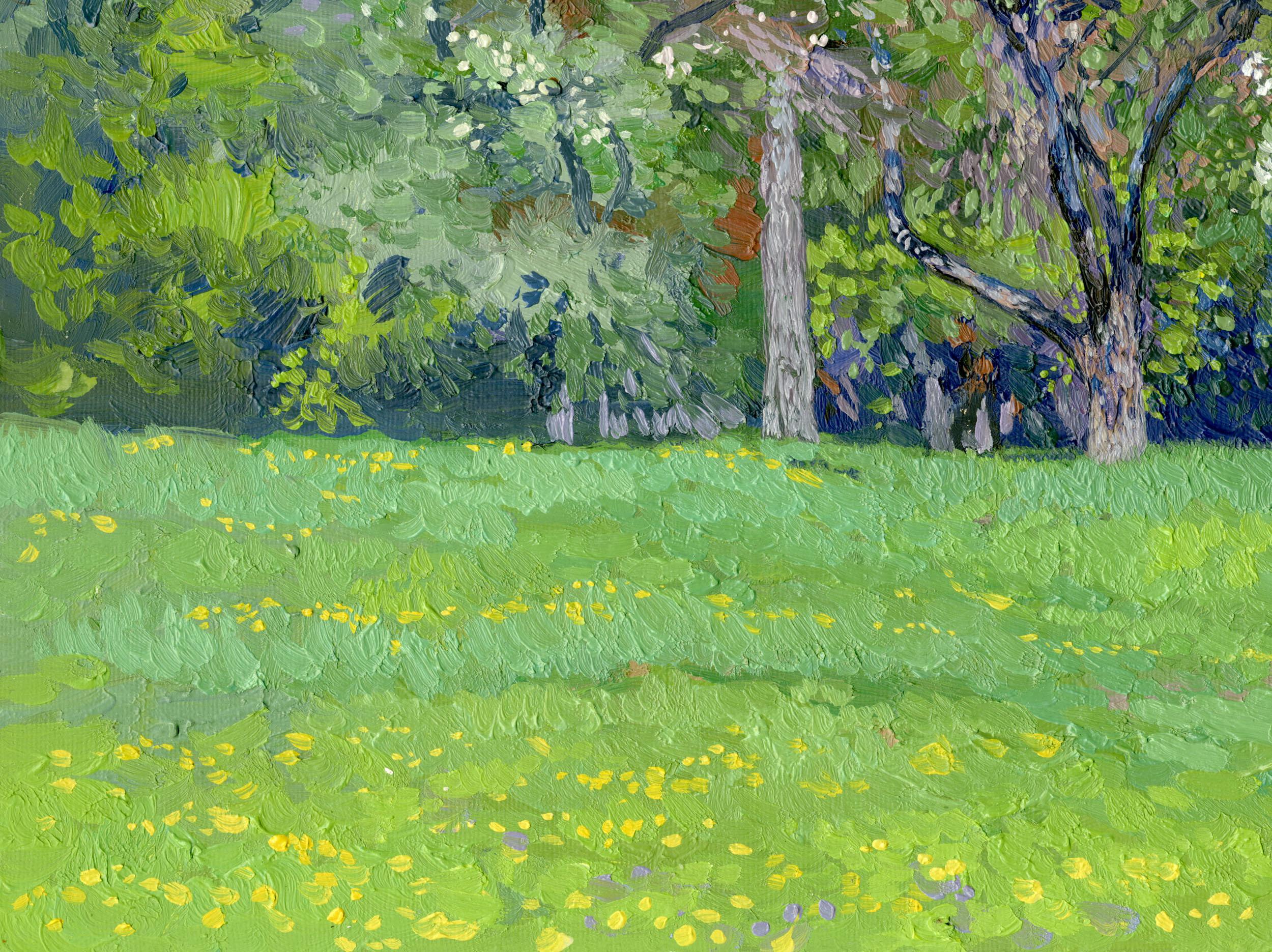 Color cereza. Jardines de Kolomenskoye, óleo impresionista de Simon Kozhin en venta 9