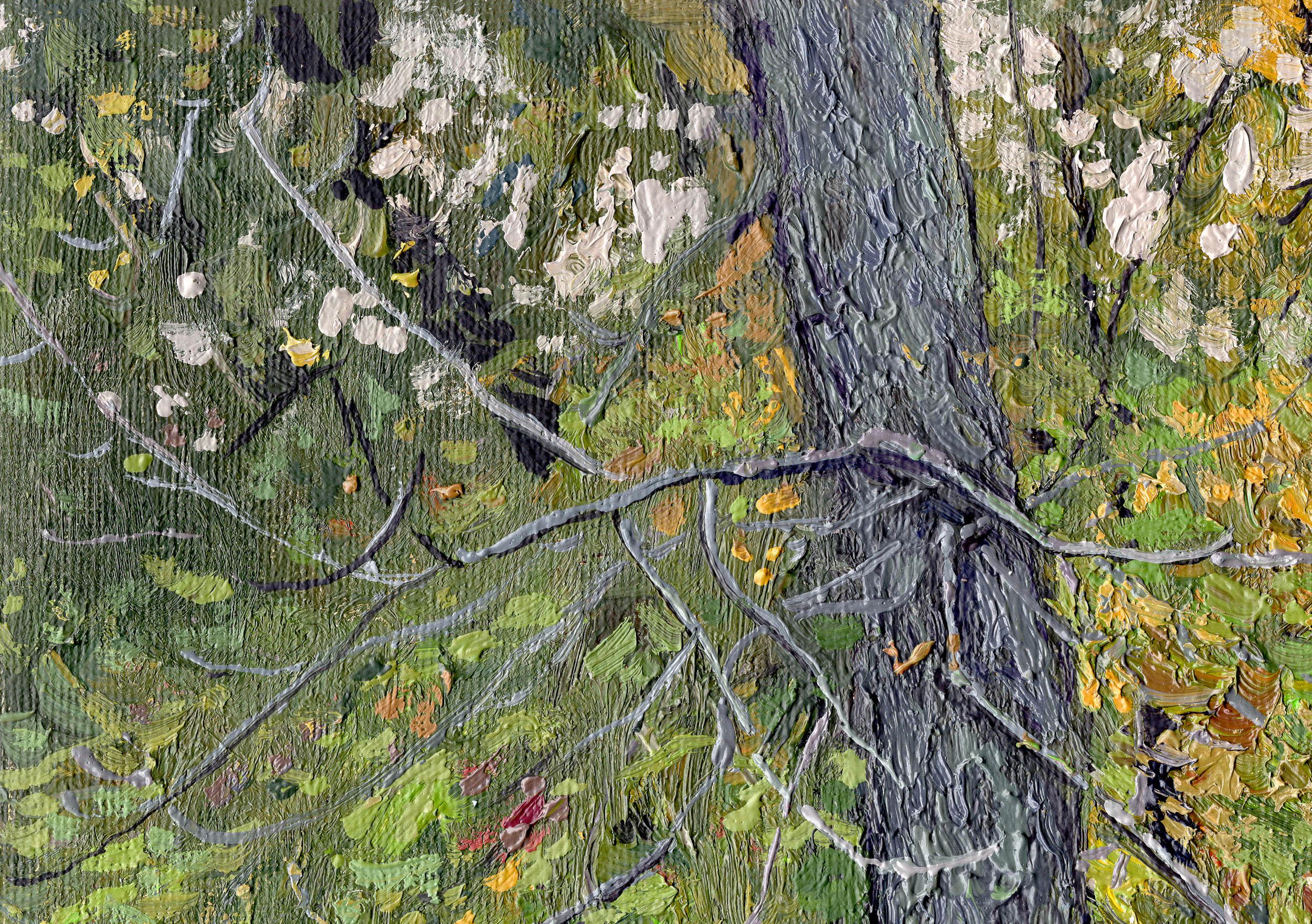 Kastanienbaum im Herbst. Zarizyno – Painting von Simon Kozhin