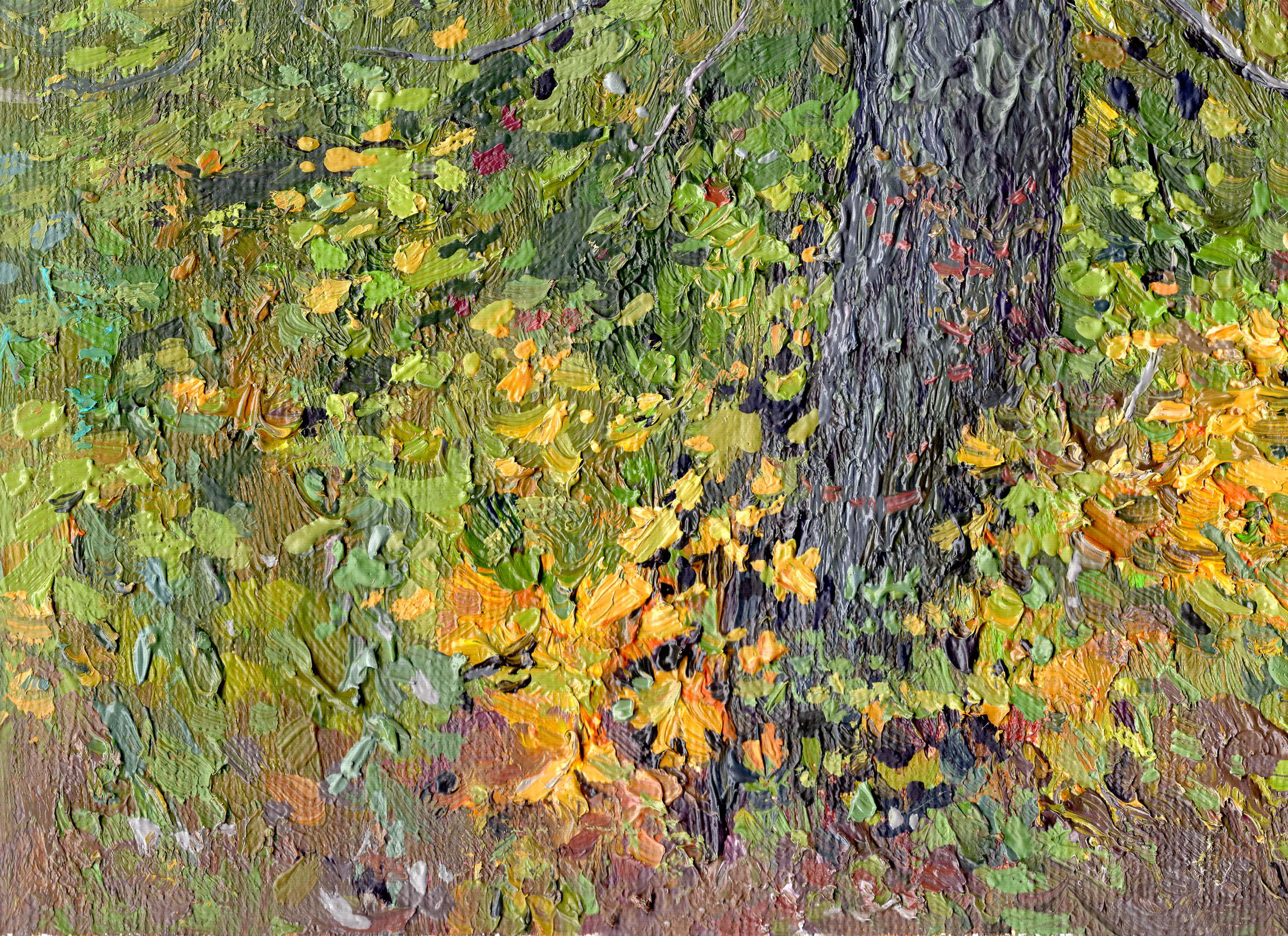 Kastanienbaum im Herbst. Zarizyno (Braun), Landscape Painting, von Simon Kozhin