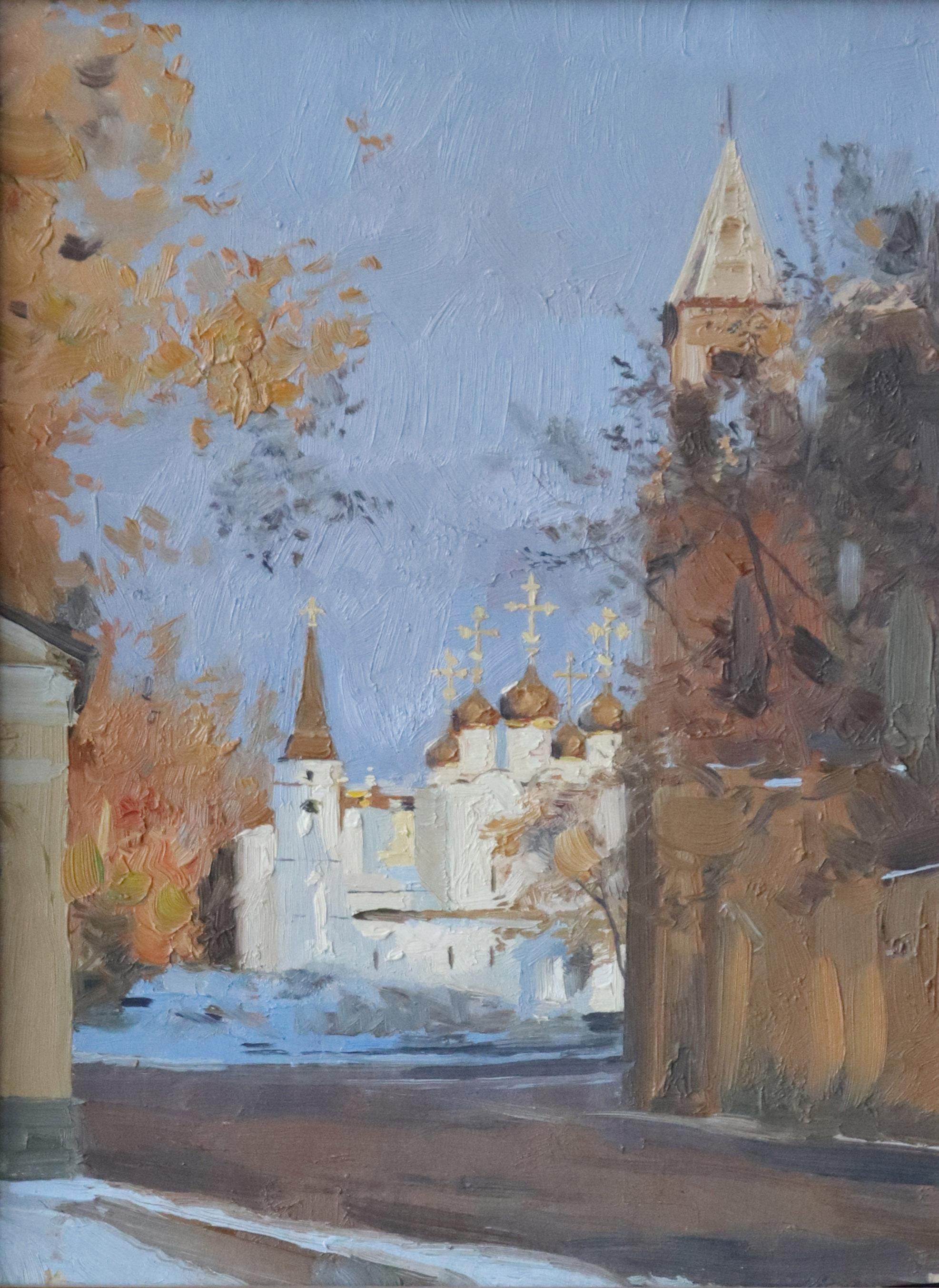 Simon Kozhin Landscape Painting - Church of St. Vladimir in the gardens, Impressionist painting, 2000, New
