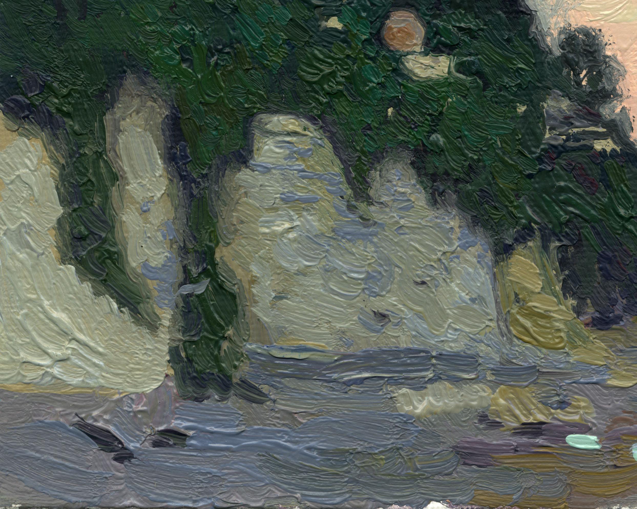 Cypress Sunset - Beige Landscape Painting by Simon Kozhin