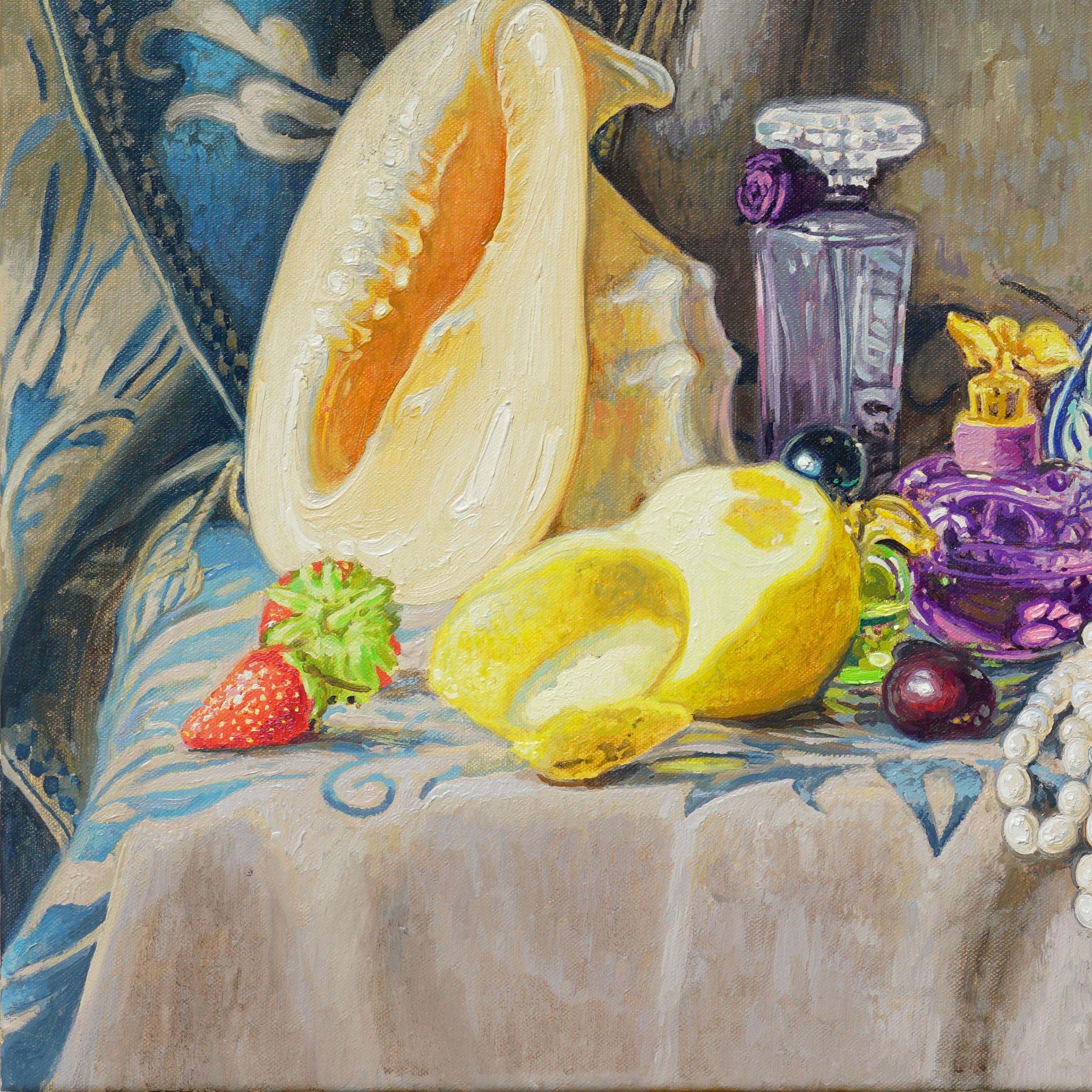 Zartes Aroma (Grau), Still-Life Painting, von Simon Kozhin