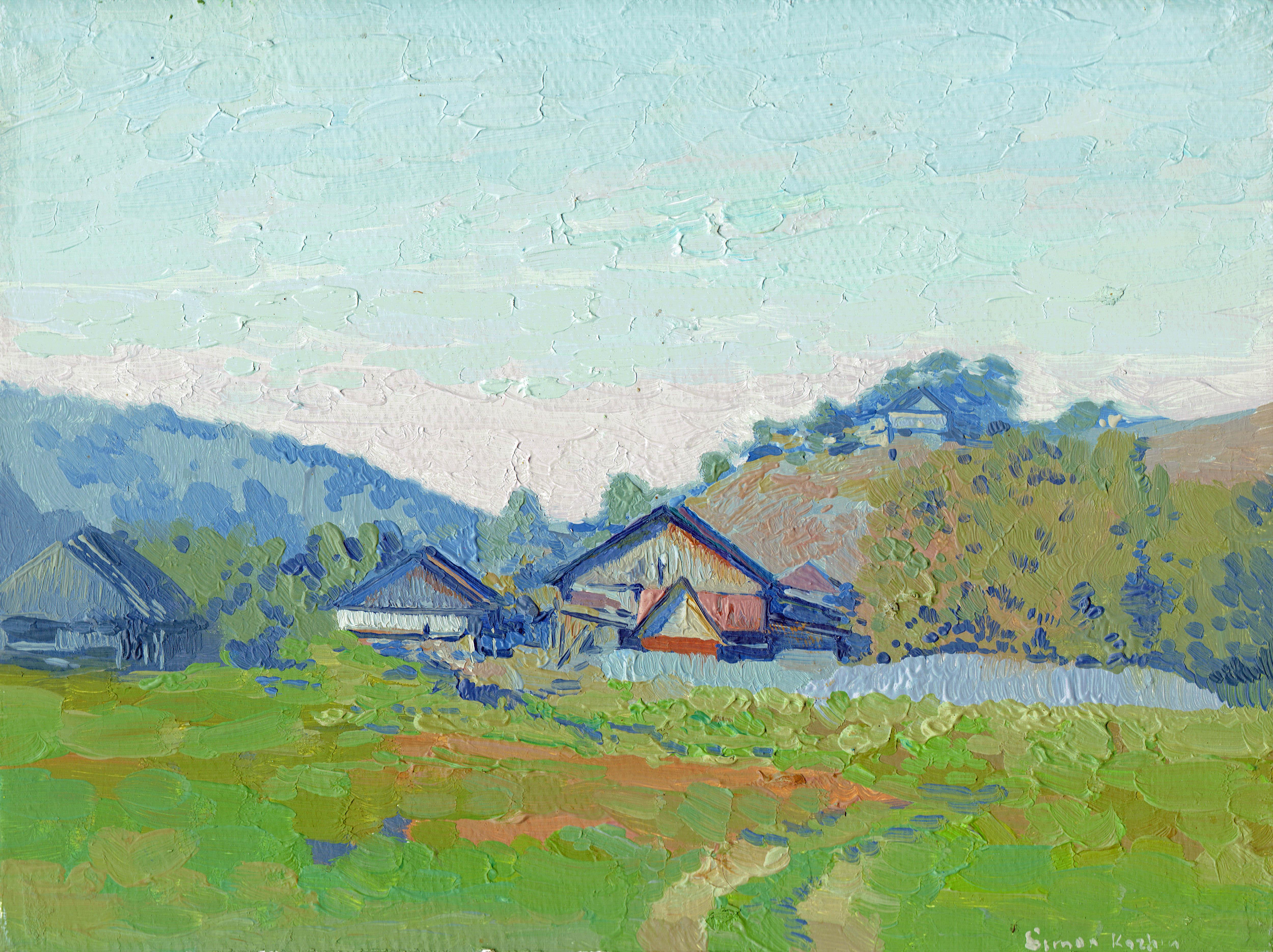 Simon Kozhin Landscape Painting – Am frühen Morgen. Kyn. Ural