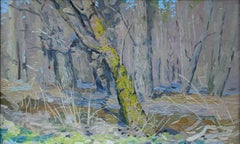 Early Spring Painting, Oil on Canvas, Serene Forest Scene, New