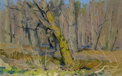 Early Spring Painting, Oil on Canvas, Serene Forest Scene, New