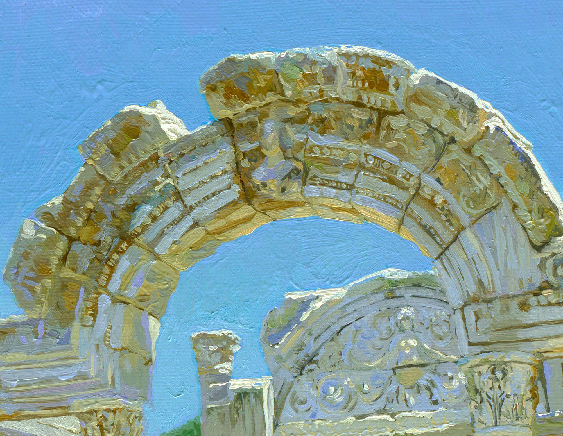 Ephesus. Ruins. Temple of Hadrian - Painting by Simon Kozhin