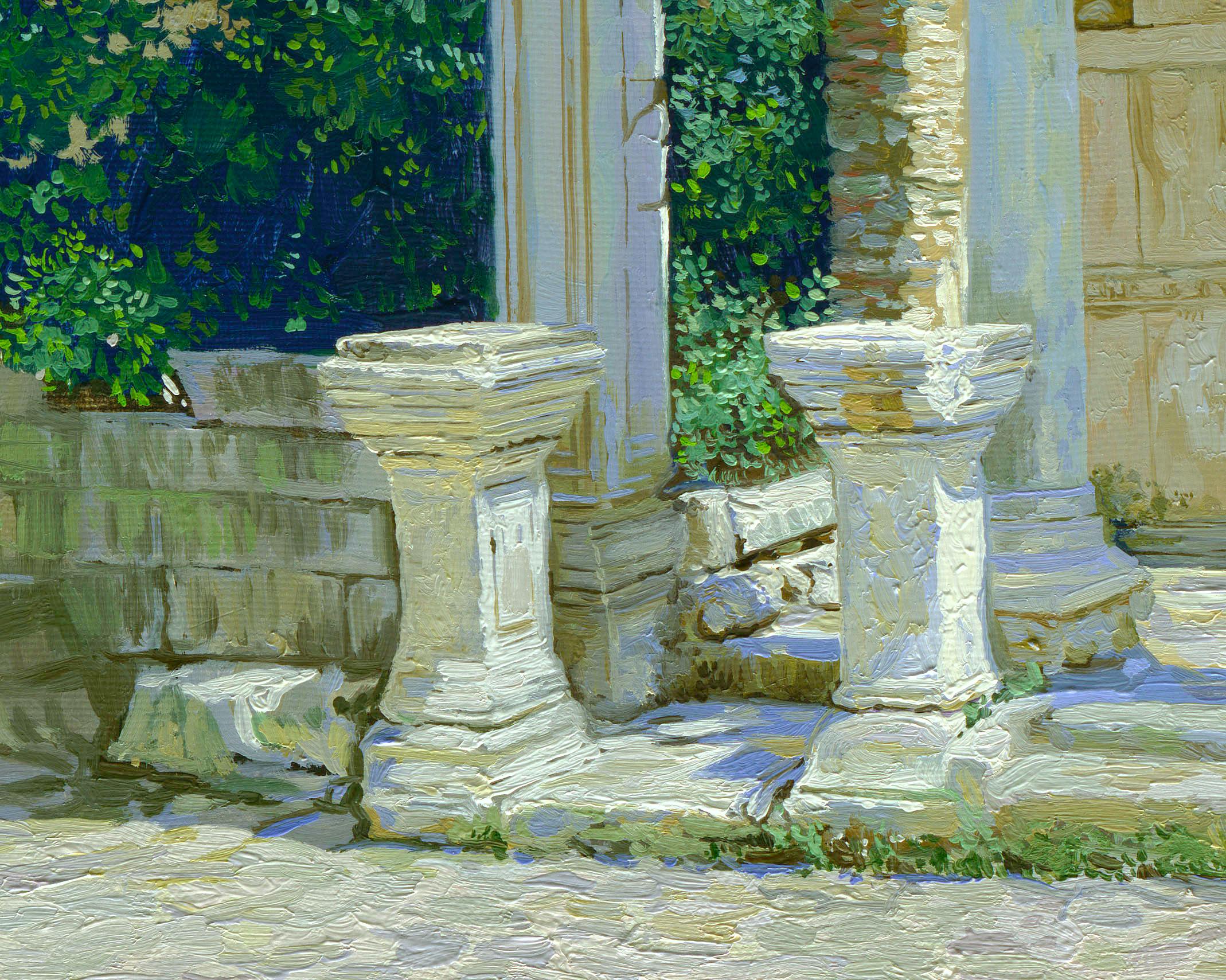 Ephesus. Ruins. Temple of Hadrian - Blue Landscape Painting by Simon Kozhin