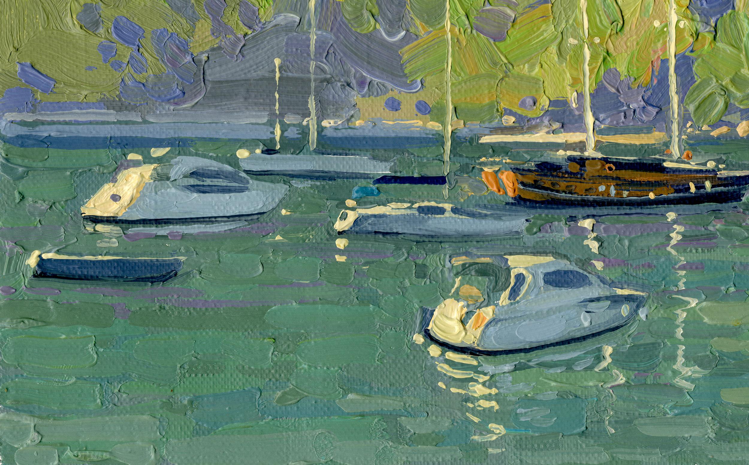 Abendlicht (Grau), Landscape Painting, von Simon Kozhin