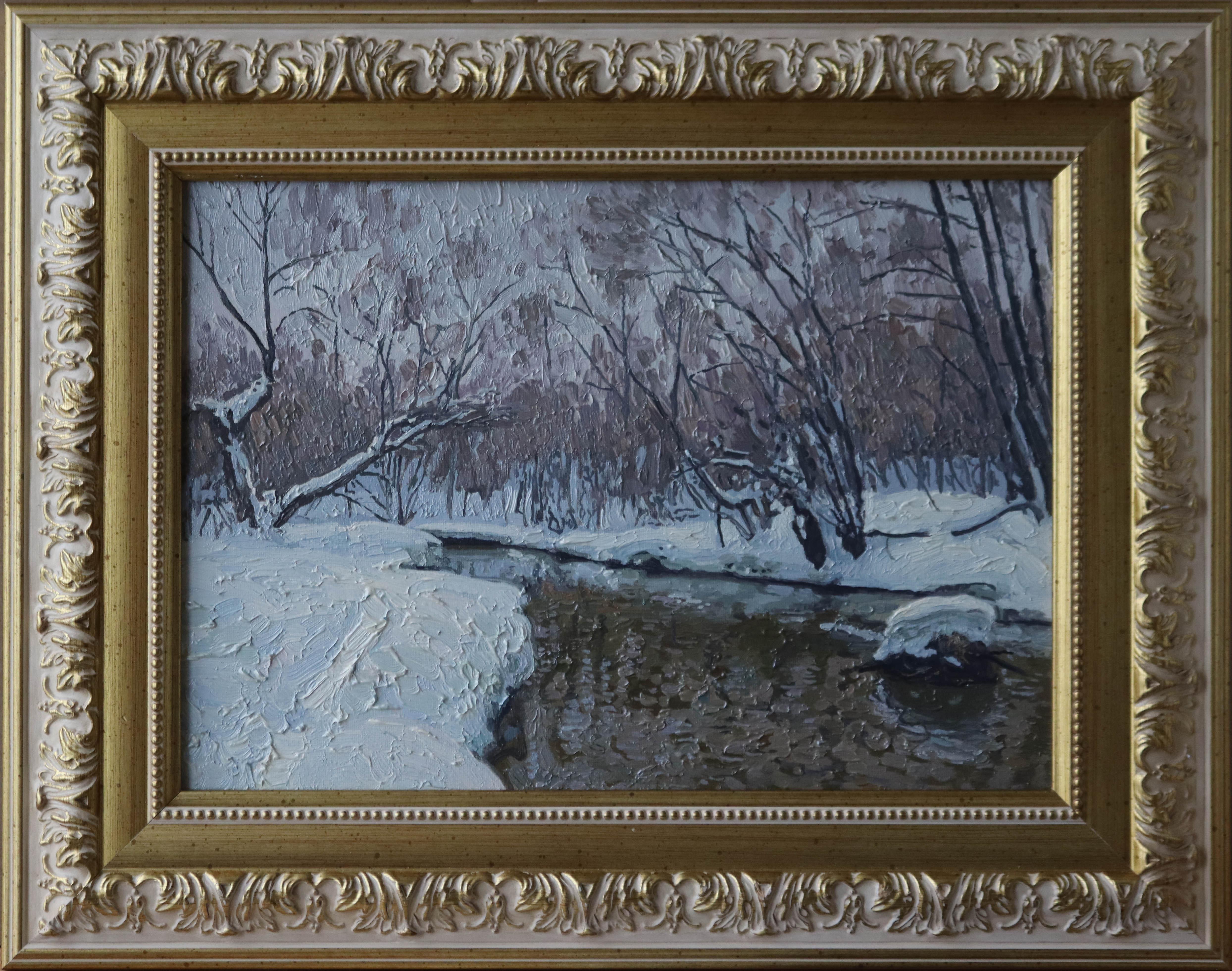 February in Kuzminki. The Churilikha River im Angebot 1