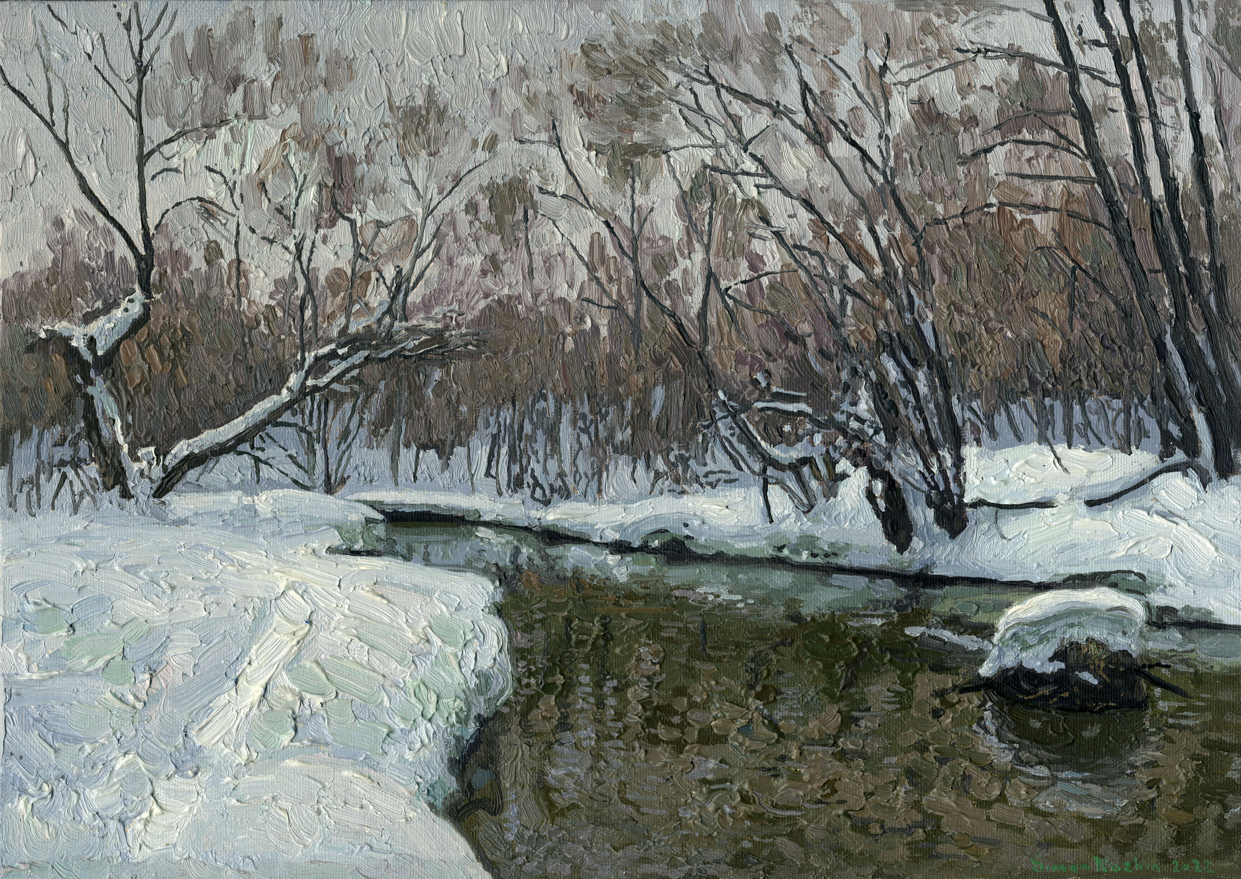 February in Kuzminki. The Churilikha River