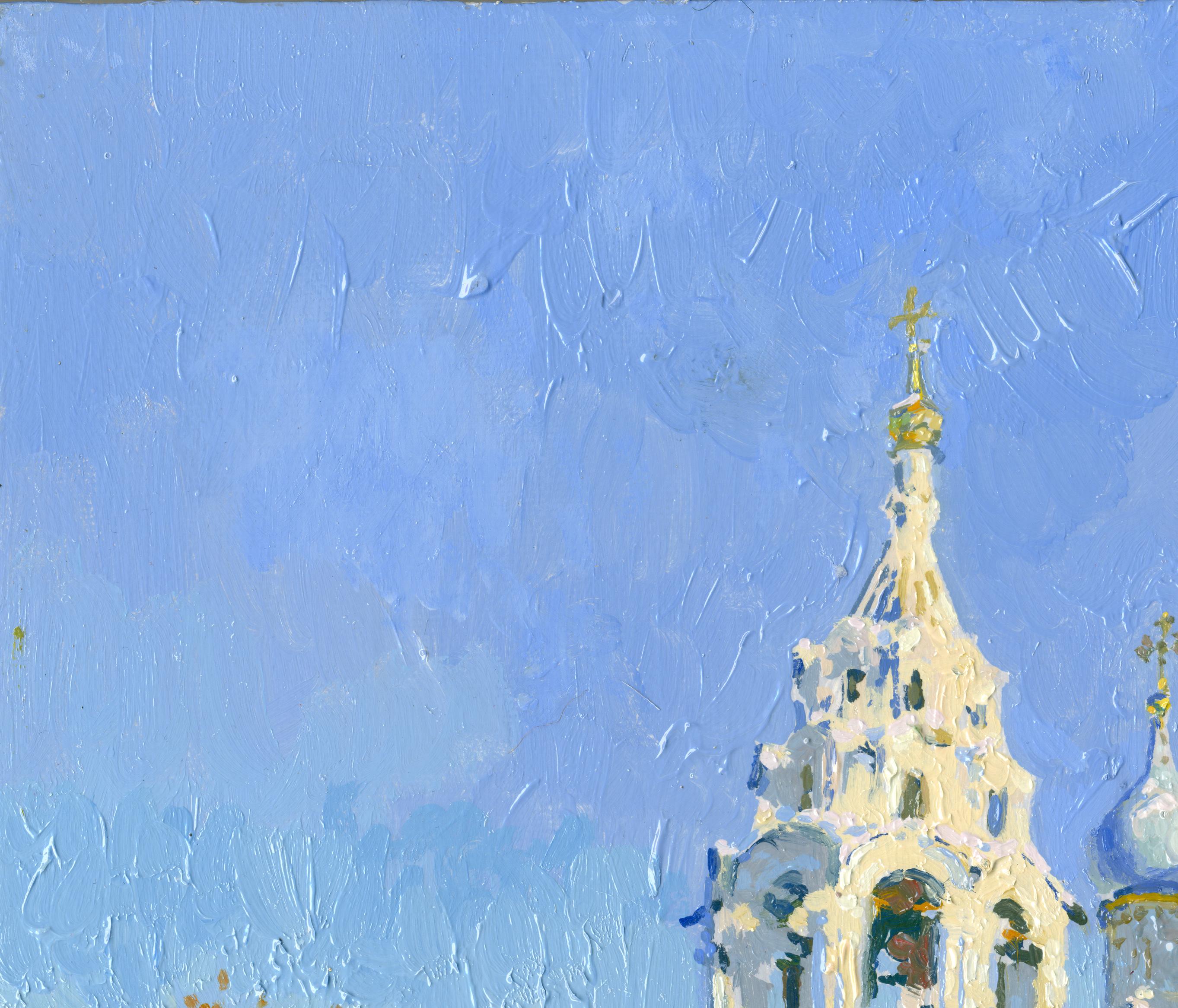 Febbraio. La Chiesa di San Nicola a Pyzhi. - Painting di Simon Kozhin