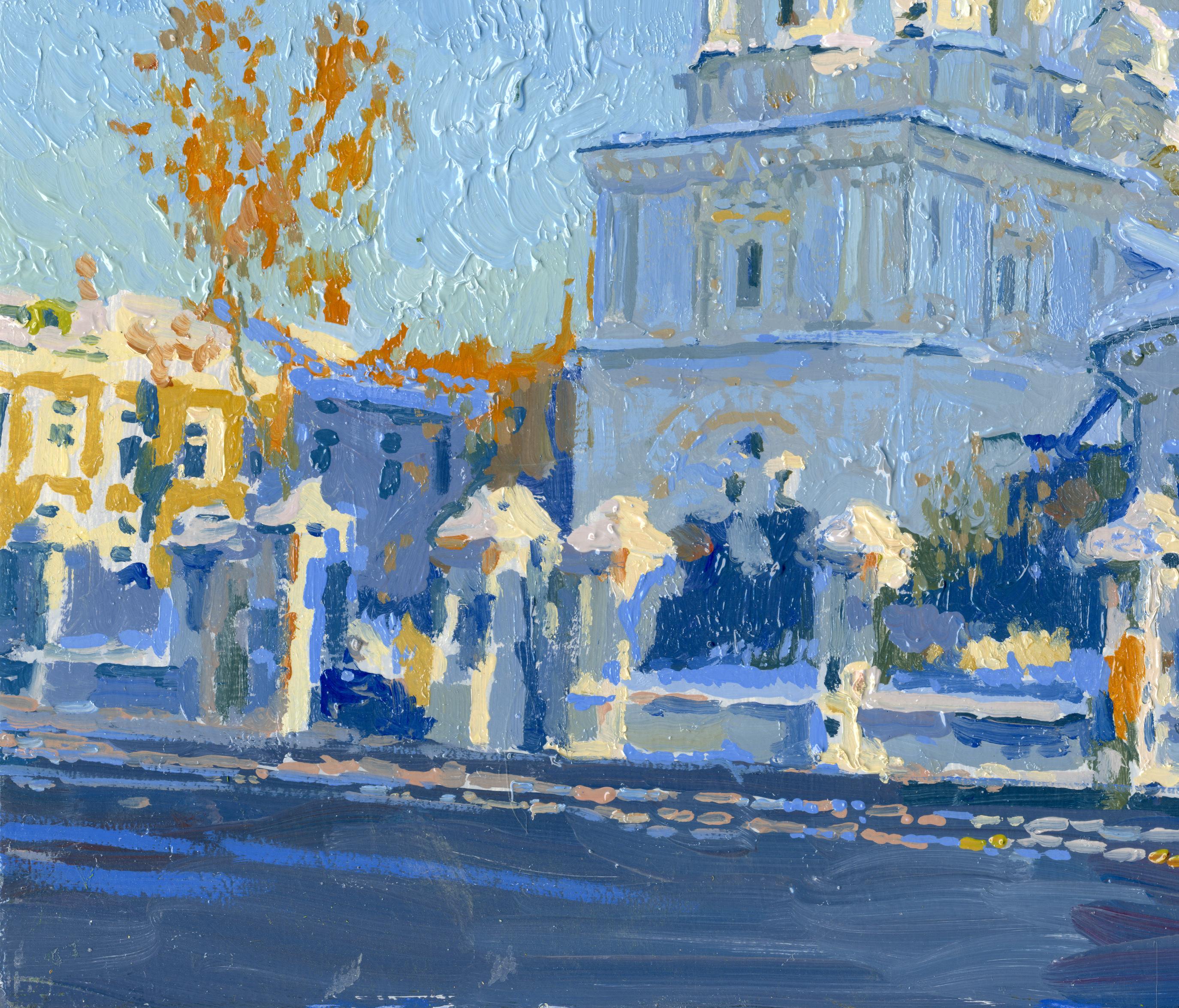 Febbraio. La Chiesa di San Nicola a Pyzhi. - Painting Impressionismo di Simon Kozhin