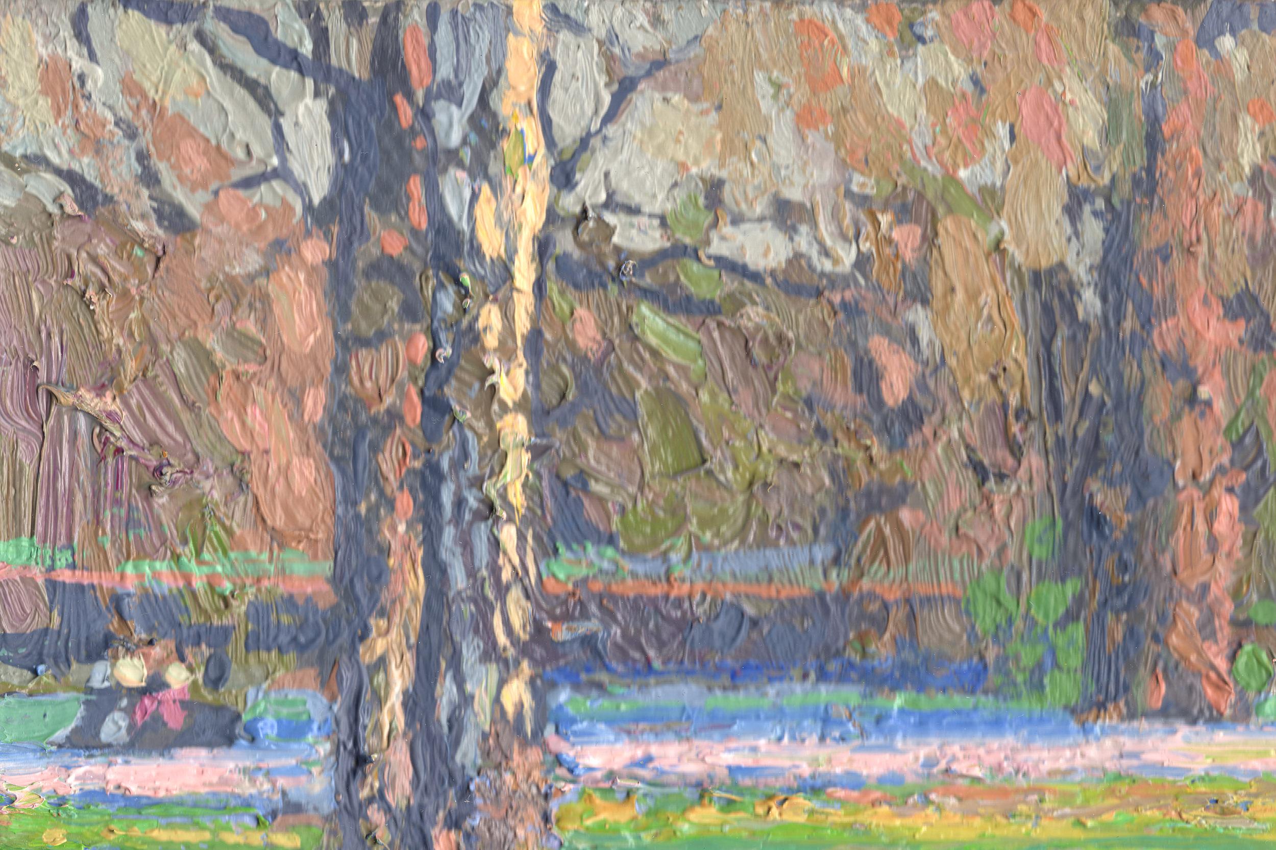 Erste blaue Blumen – Painting von Simon Kozhin