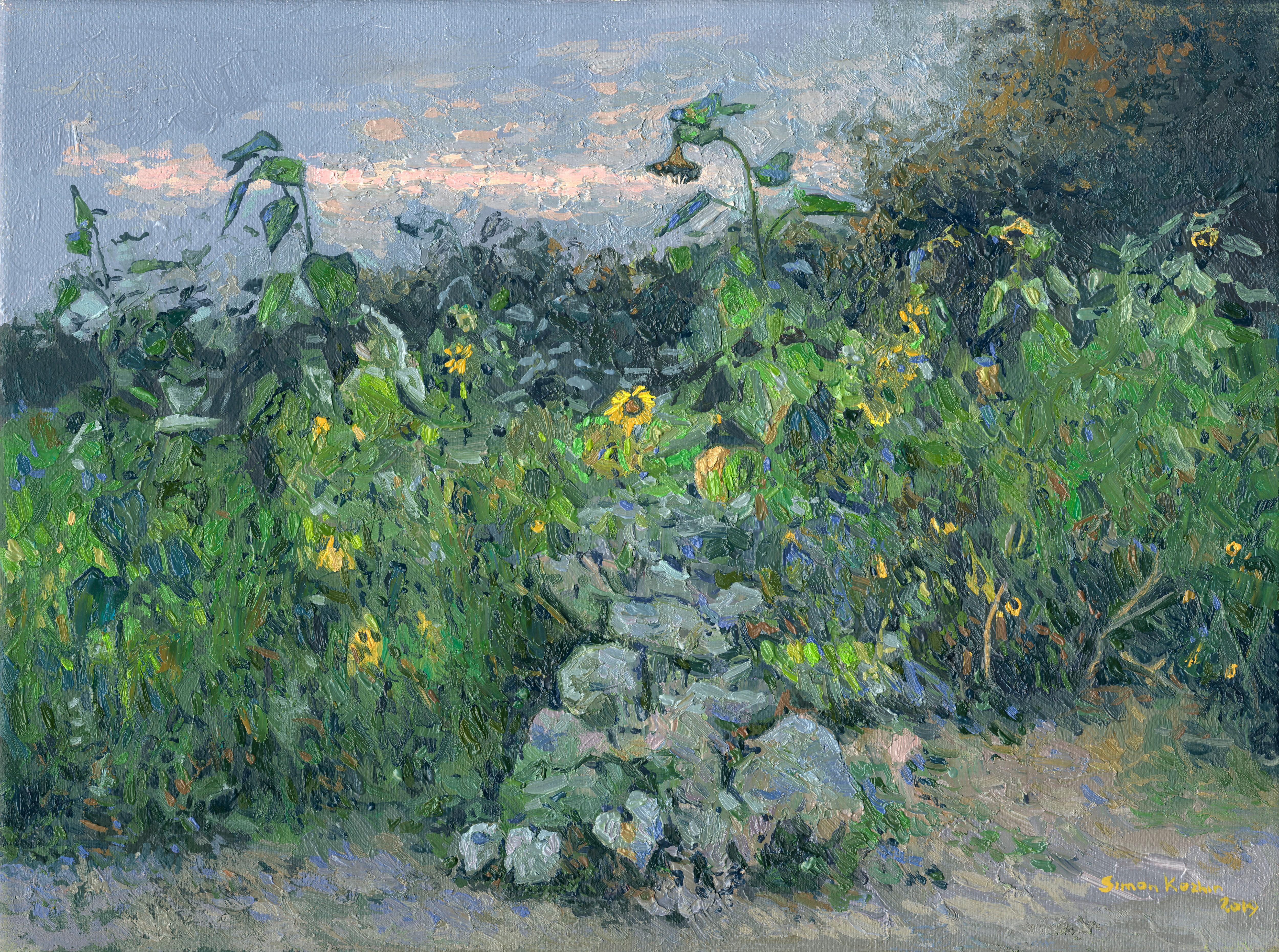Simon Kozhin Landscape Painting - Flowers of the sun Impressionism painting 2019 Oil on canvas 30 х 40 см Framed