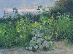 Flowers of the sun Impressionism painting 2019 Oil on canvas 30 х 40 см Framed
