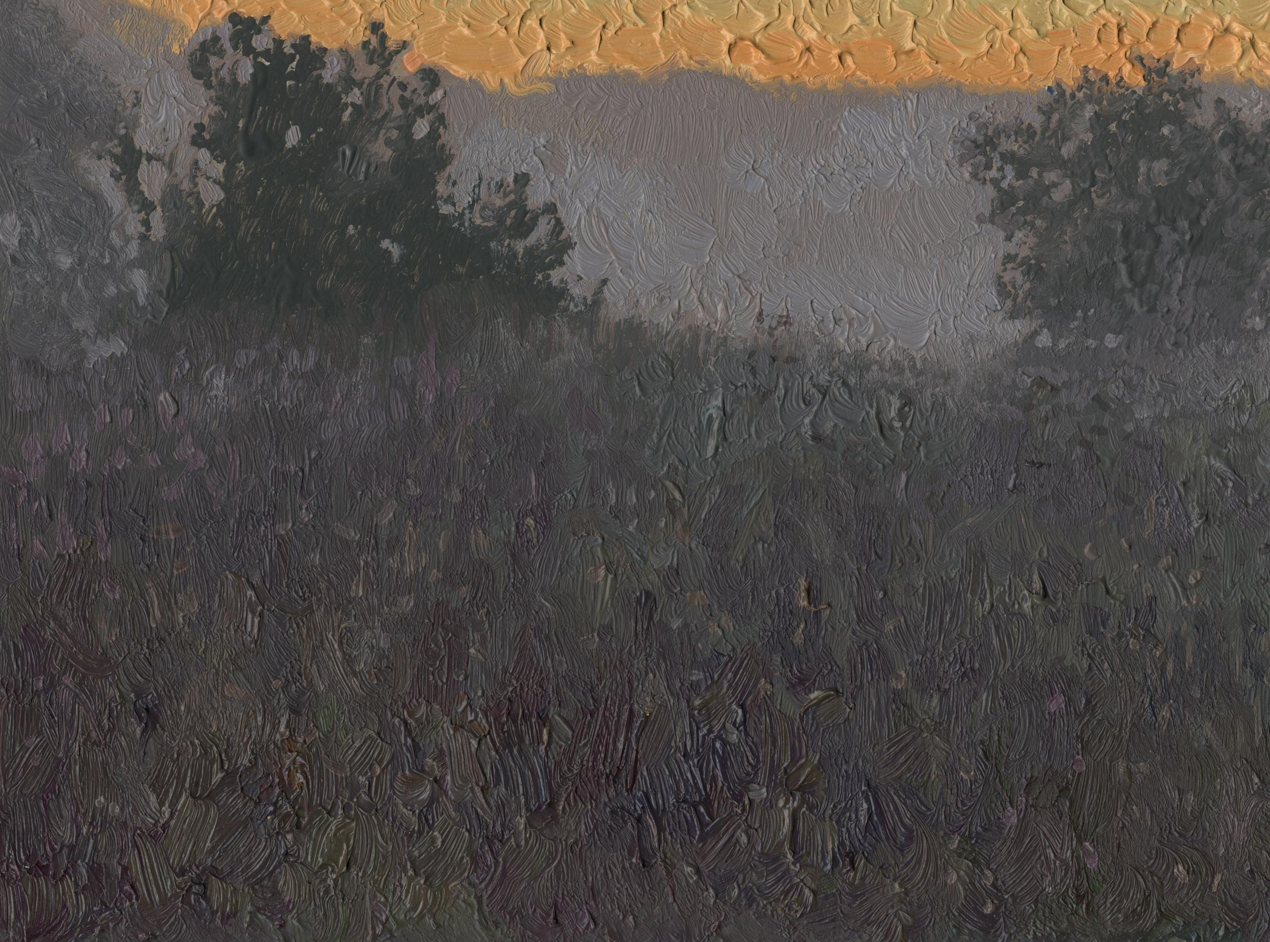 Mañana brumosa - Landscape Painting Gris de Simon Kozhin
