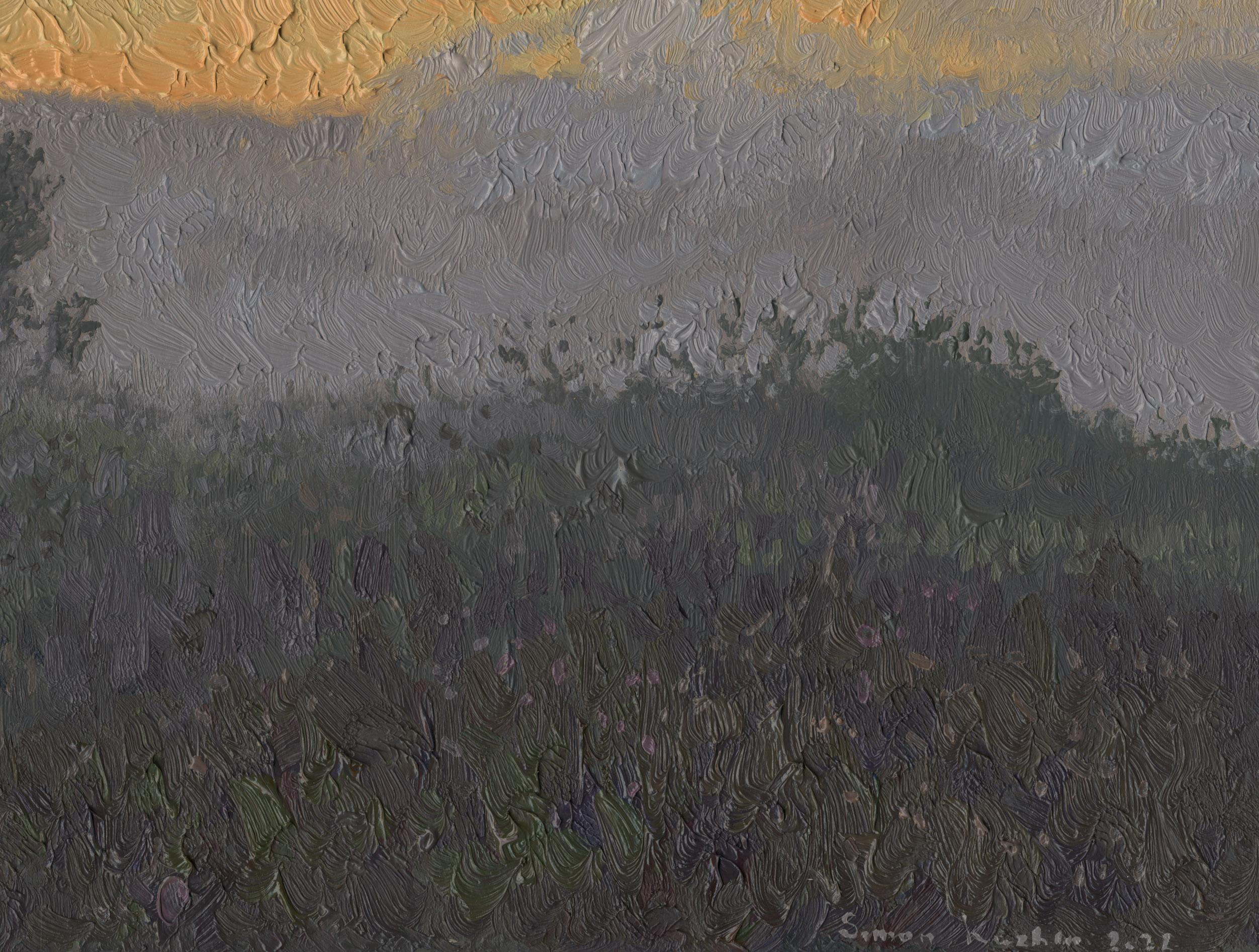 Hacia las cinco de la mañana sale el sol cerca del río Volga. Al atardecer, todo estaba envuelto en una espesa niebla; por la mañana, adquiere tonalidades púrpuras y azules. Los objetos, como árboles y arbustos, apenas son visibles y el agradable