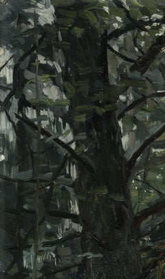 Forest. Fir-tree. Karmanovo, Impressionism painting, 2000, Oil on board, Framed