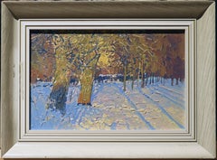 Frost and sun, Winter landscape oil painting, Plein air impressionist artwork