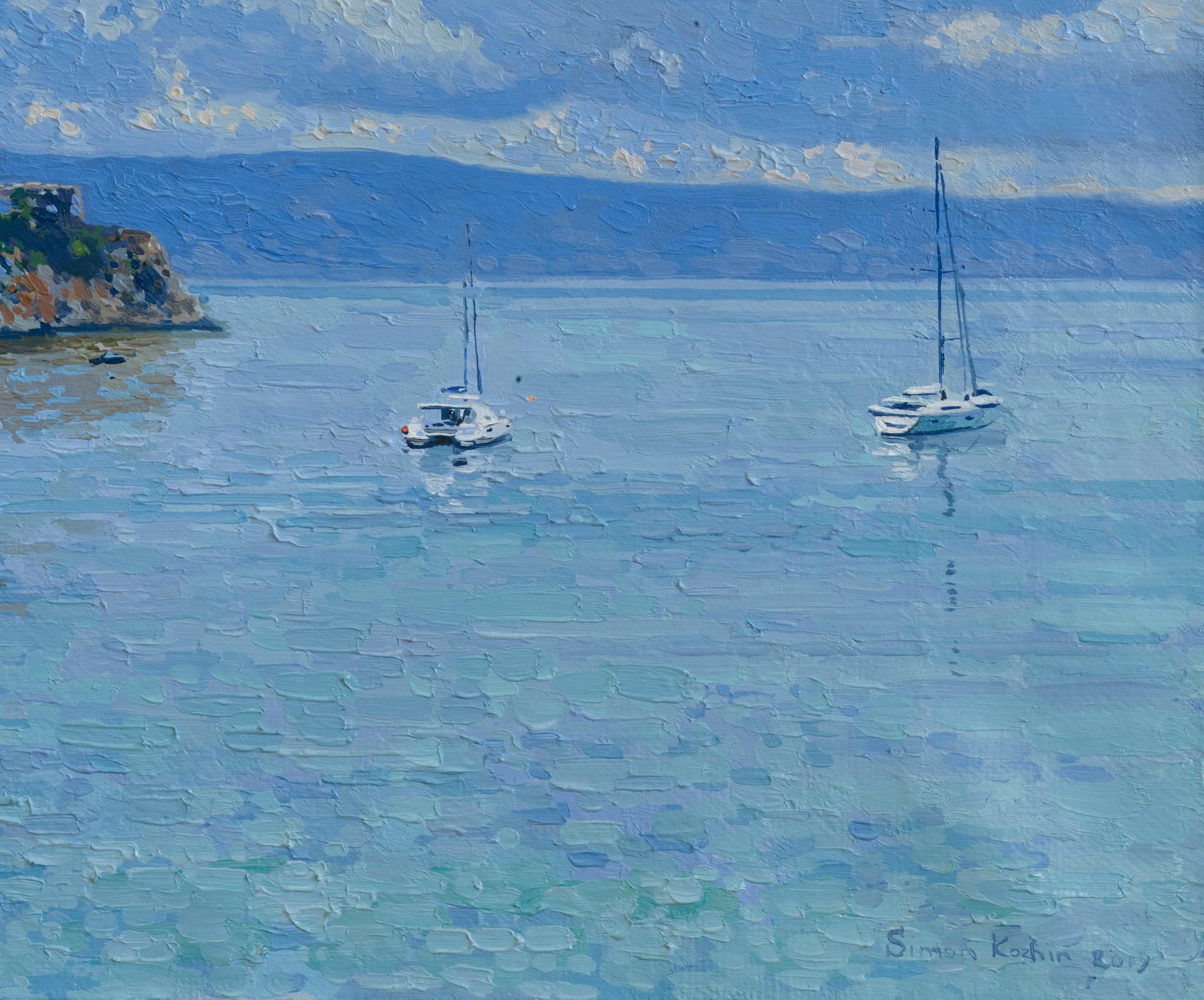 Baia di Garitsa, dipinto ad olio originale di Simon Kozhin in vendita 4