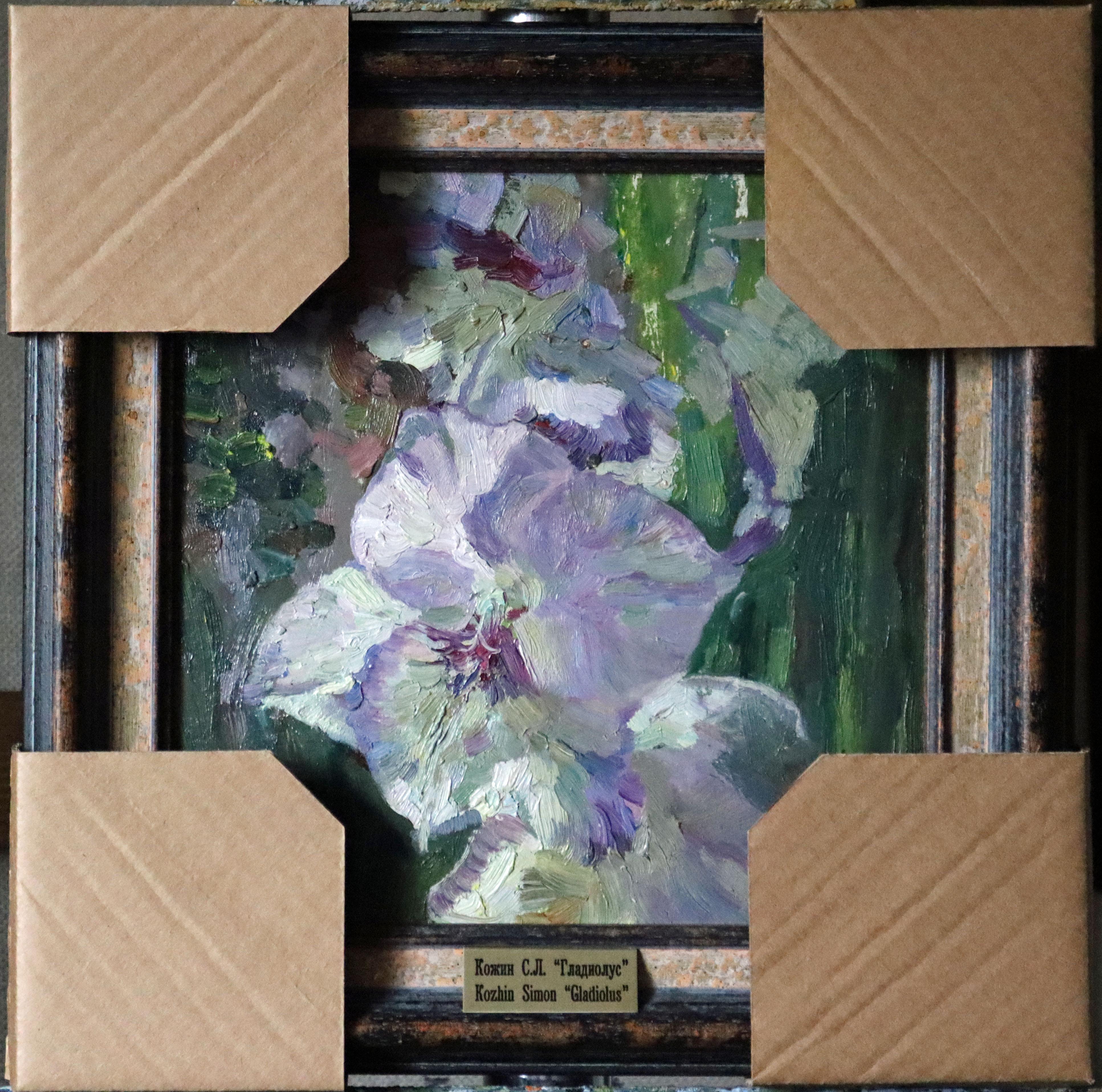 Gladiolus. Flower impressionist oil painting, Framed. Original by Simon Kozhin For Sale 7