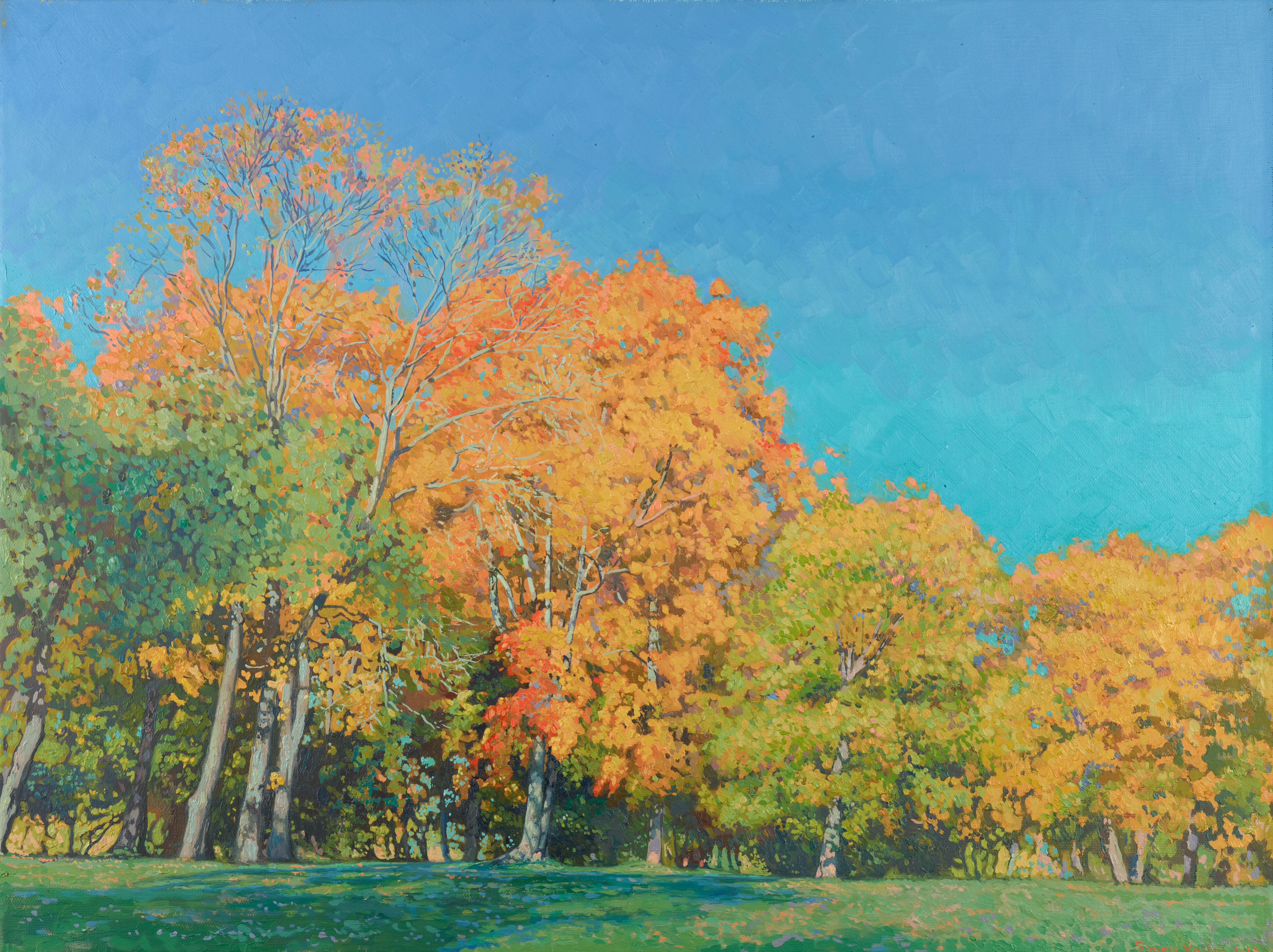 Landscape Painting Simon Kozhin - Automne doré à Tsaritsyno